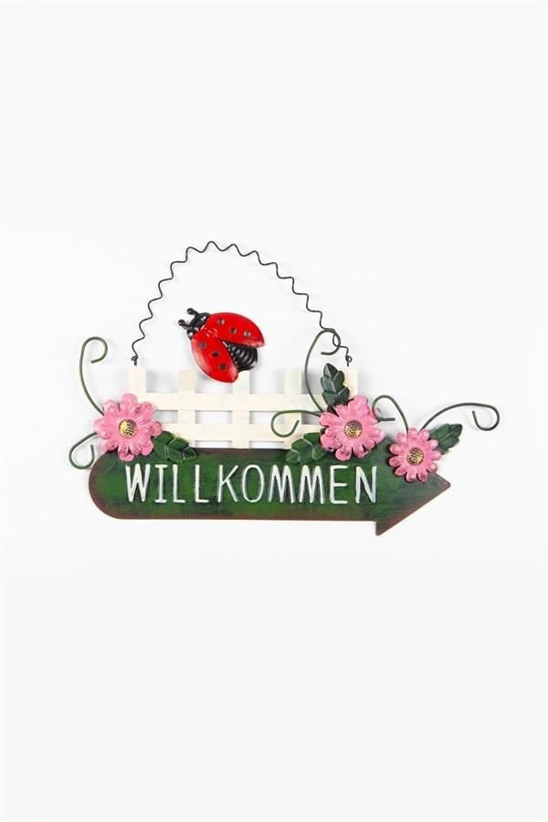 AlmanyaDünyadan HediyelerMIT-DKR-8020Keskin Hediyelik Eşya Ve TekstilMetal Kapı Süsü Willkommen Hoşgeldiniz Tabela
