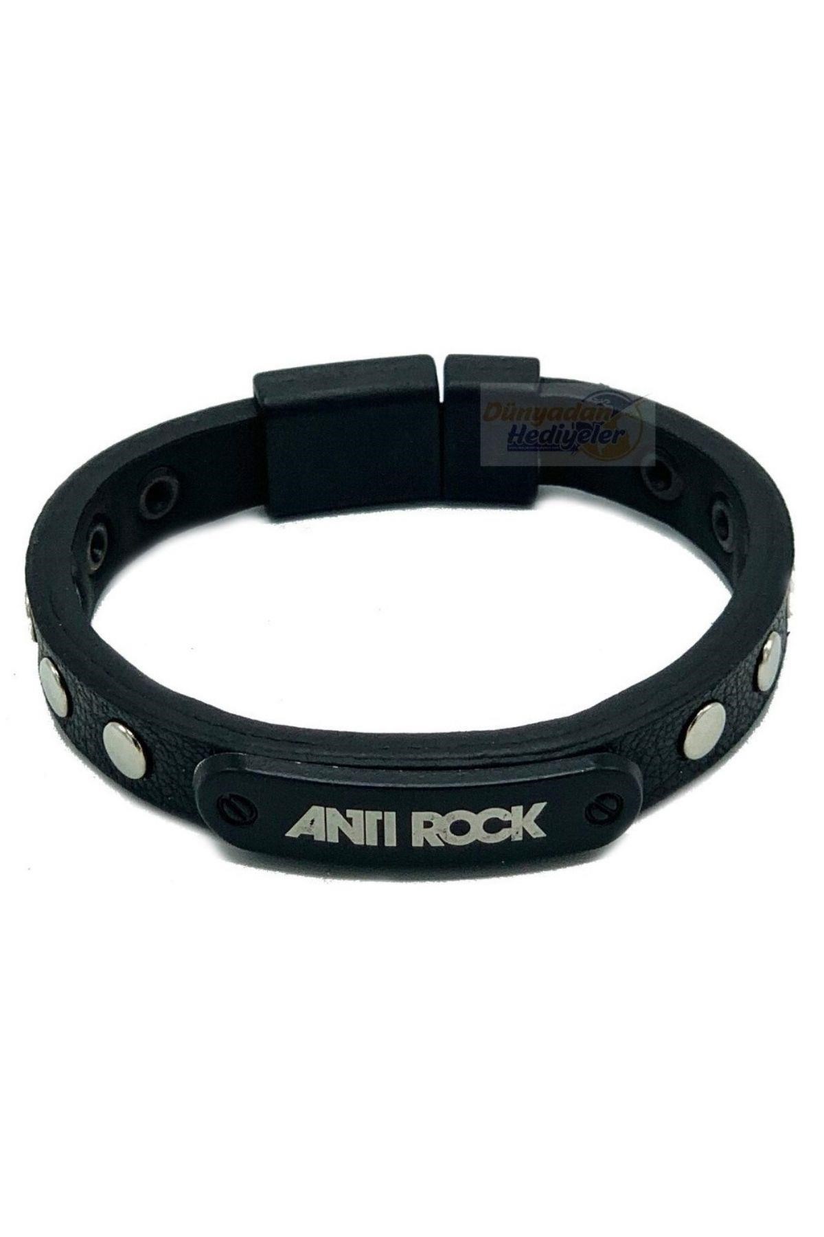 Amerika Birleşik DevletleriDünyadan HediyelerVS-BLK-09Keskin Hediyelik Eşya Ve TekstilAnti Rock Figürlü Unisex Deri Çelik Bileklik