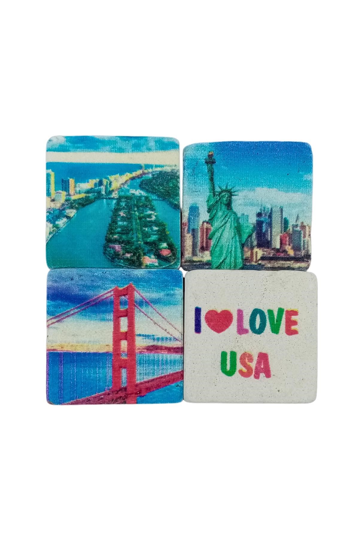 Amerika Birleşik DevletleriDünyadan HediyelerDNY-HD101334Keskin Hediyelik Eşya Ve TekstilAmerika Birleşik Devletleri Temalı Dörtlü Taş Magnet