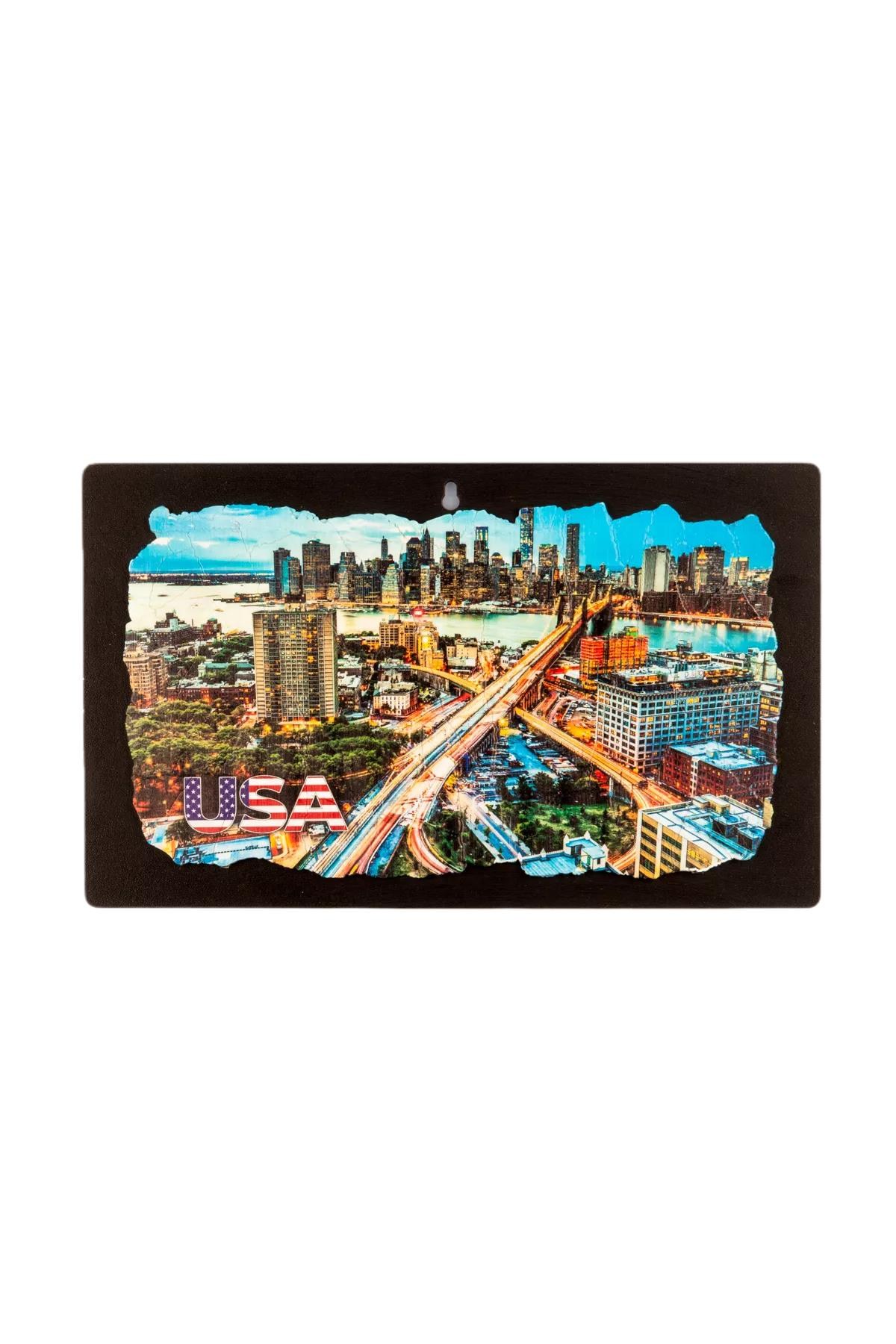 Amerika Birleşik DevletleriDünyadan HediyelerKRTS-023Keskin Hediyelik Eşya Ve TekstilNew York Temalı Ahşap Fresco Tablo