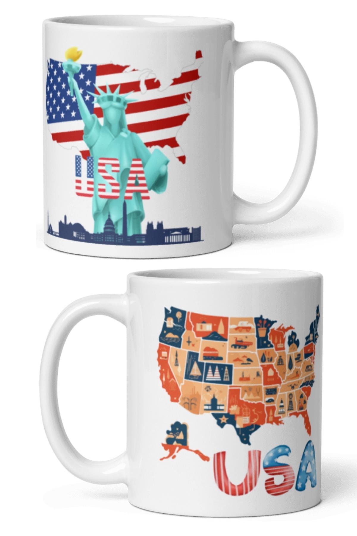 Amerika Birleşik DevletleriDünyadan HediyelerDNY-HDMUGB29Keskin Hediyelik Eşya Ve TekstilAmerika Birleşik Devletleri Kupa Bardak 2 Adet Seyahat Hatıra USA Mug