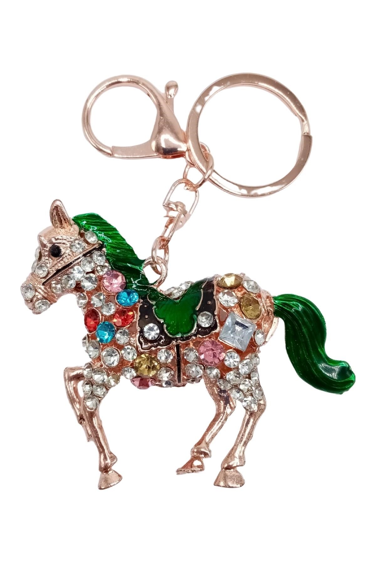 Amerika Birleşik DevletleriDünyadan HediyelerDNY-HD101502Keskin Hediyelik Eşya Ve TekstilKristal Taşlı At Figürlü Anahtarlık Yeşil