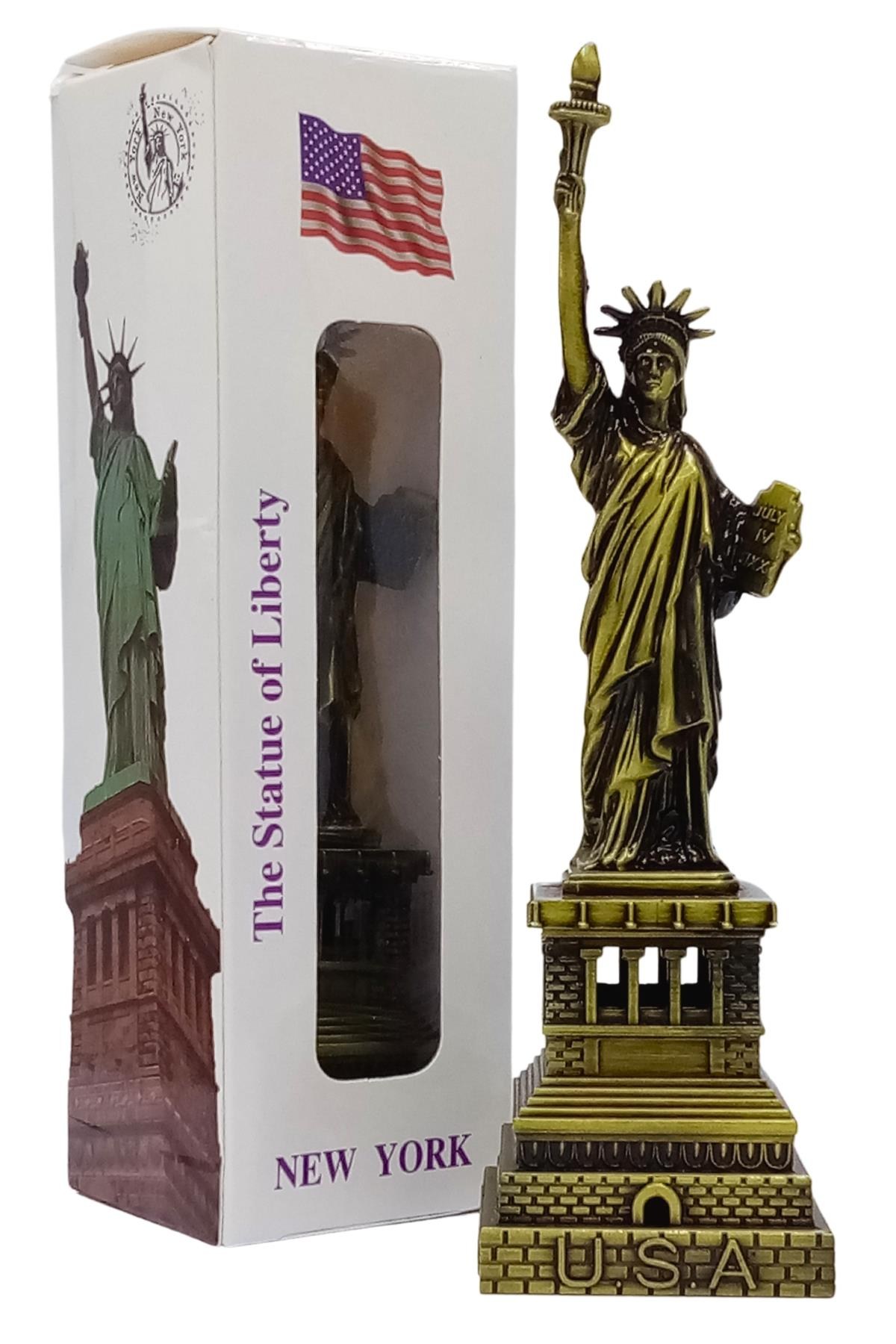 Amerika Birleşik DevletleriDünyadan HediyelerDNY-HD100846Keskin Hediyelik Eşya Ve TekstilVintage Metal USA Özgürlük Heykeli Biblo Antik Bronz 15 cm