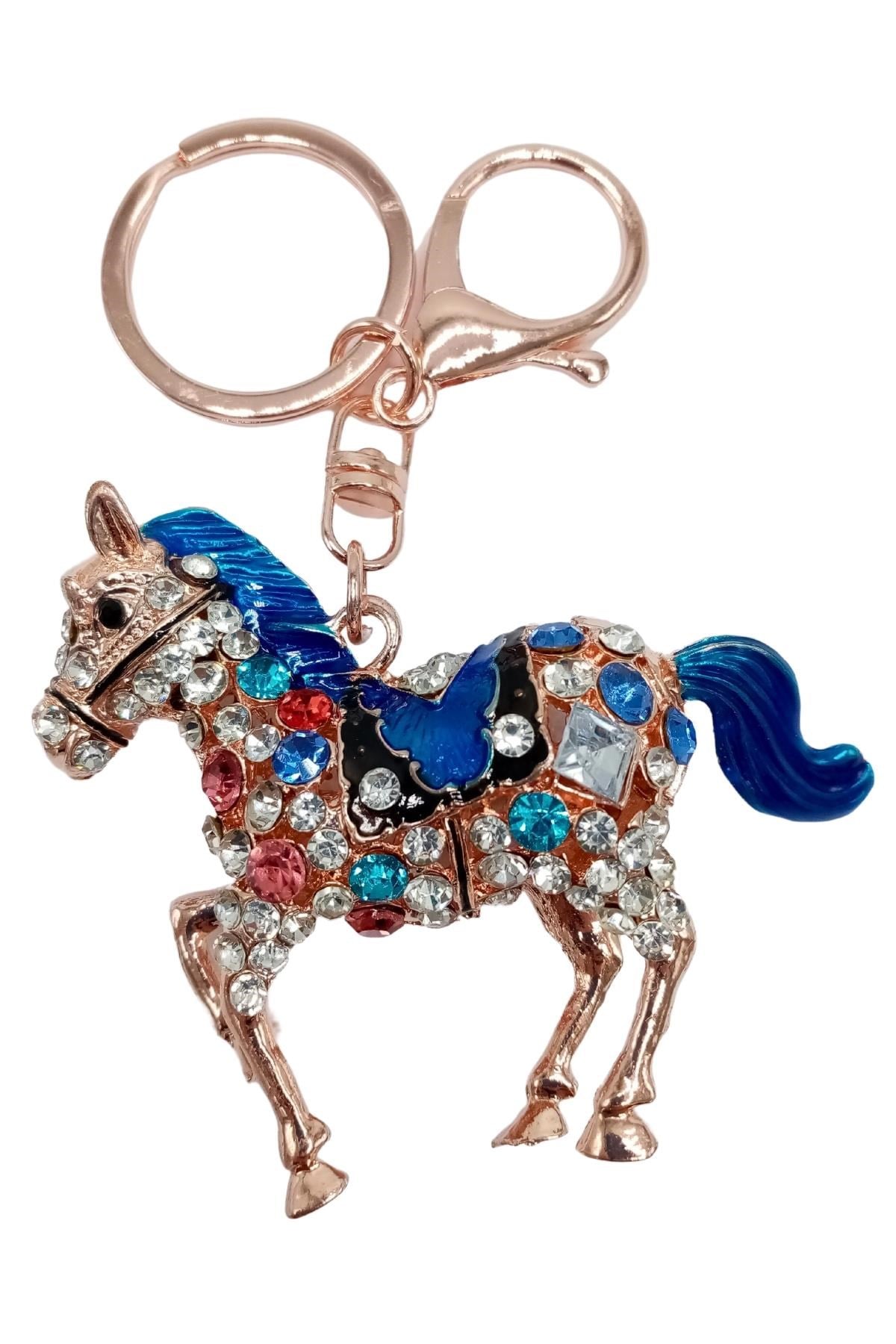 Amerika Birleşik DevletleriDünyadan HediyelerDNY-HD101501Keskin Hediyelik Eşya Ve TekstilKristal Taşlı At Figürlü Anahtarlık Mavi