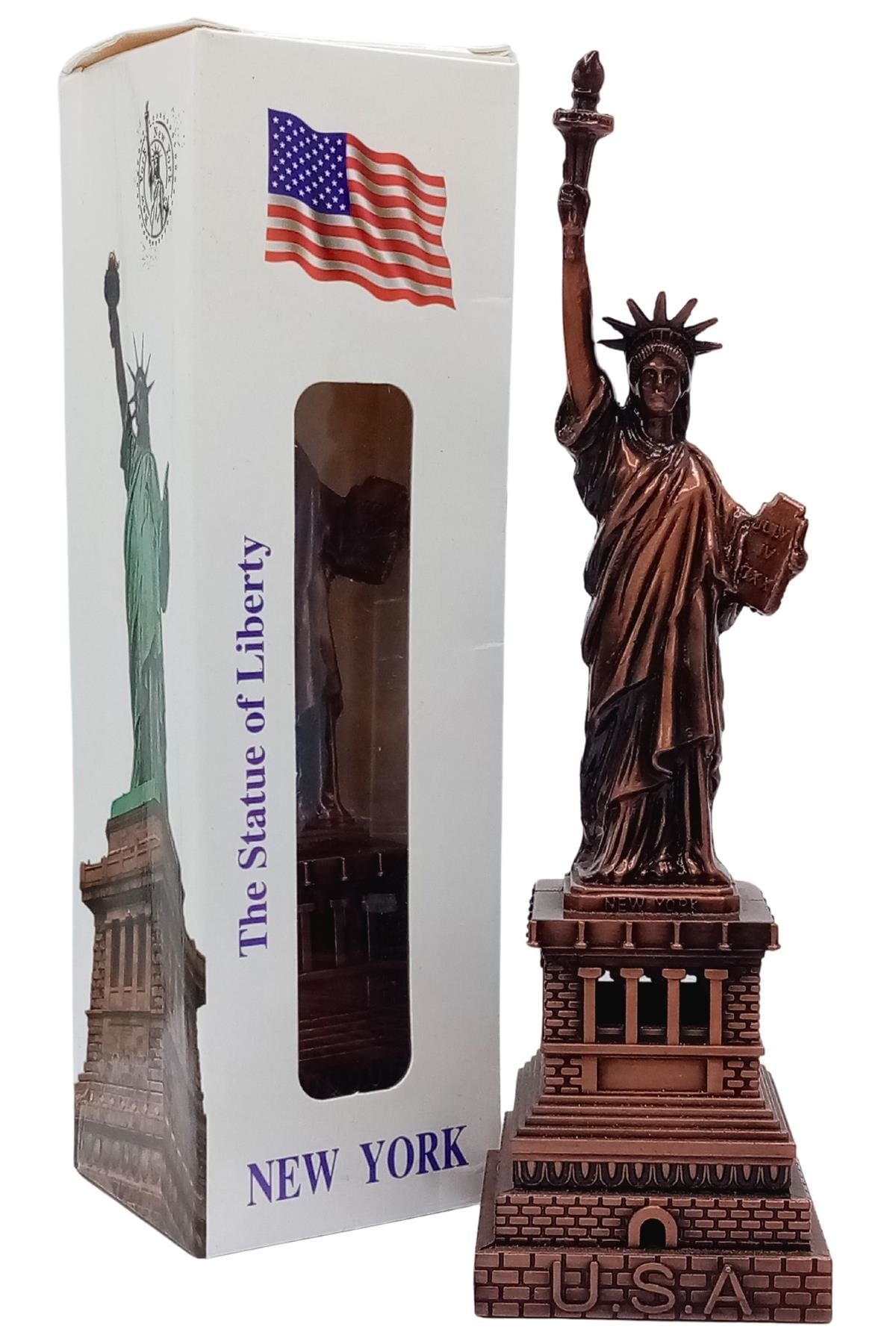 Amerika Birleşik DevletleriDünyadan HediyelerDNY-HD100849Keskin Hediyelik Eşya Ve TekstilVintage Metal USA Özgürlük Heykeli Biblo Antik Bakır 18 cm