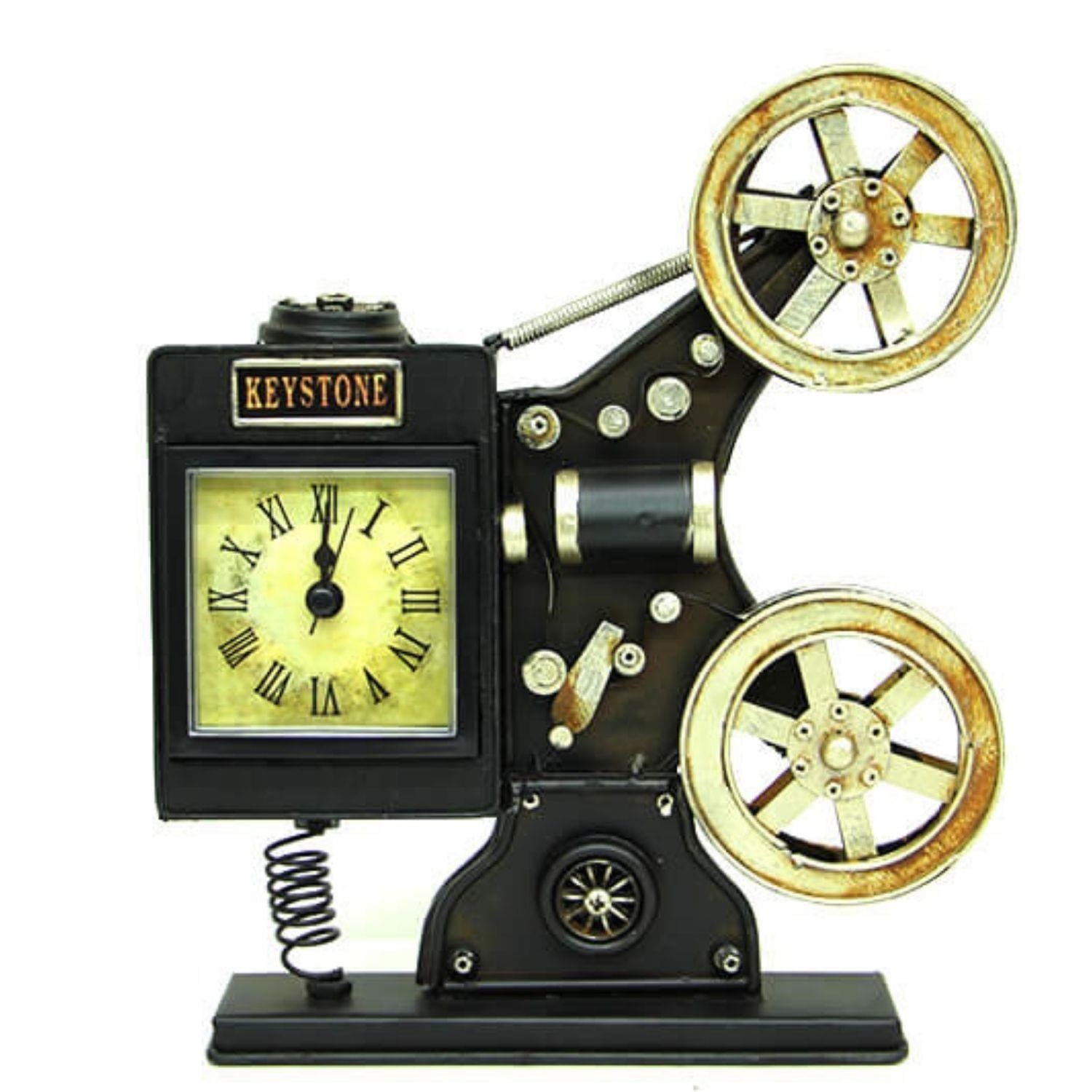 Amerika Birleşik DevletleriDünyadan HediyelerMNK-MTL026Keskin Hediyelik Eşya Ve TekstilMetal Vintage Amerikan Sinemaskop Saat 23 cm