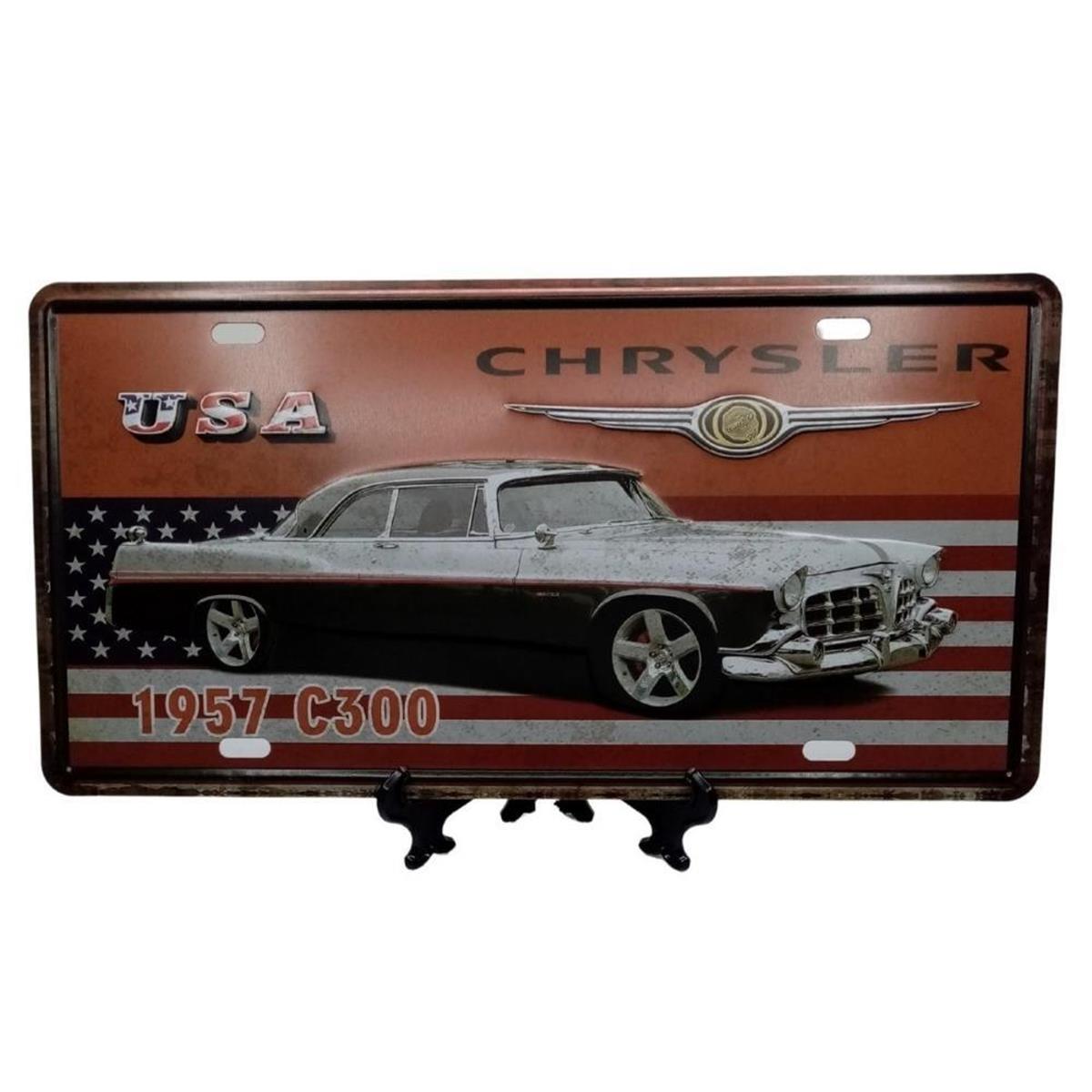 Amerika Birleşik DevletleriDünyadan HediyelerDNY-HD100499Keskin Hediyelik Eşya Ve TekstilDekoratif 3D Metal Plaka USA Chrysler 1957 C300 30cm
