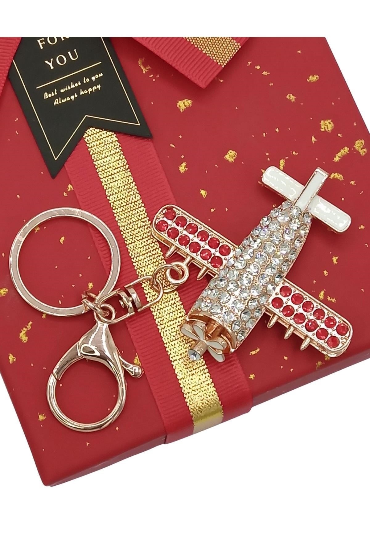 Amerika Birleşik DevletleriDünyadan HediyelerDNY-DHKTANHUCK02Keskin Hediyelik Eşya Ve TekstilKristal Taşlı Kırmızı Kanatlı Uçak Anahtarlık No.2