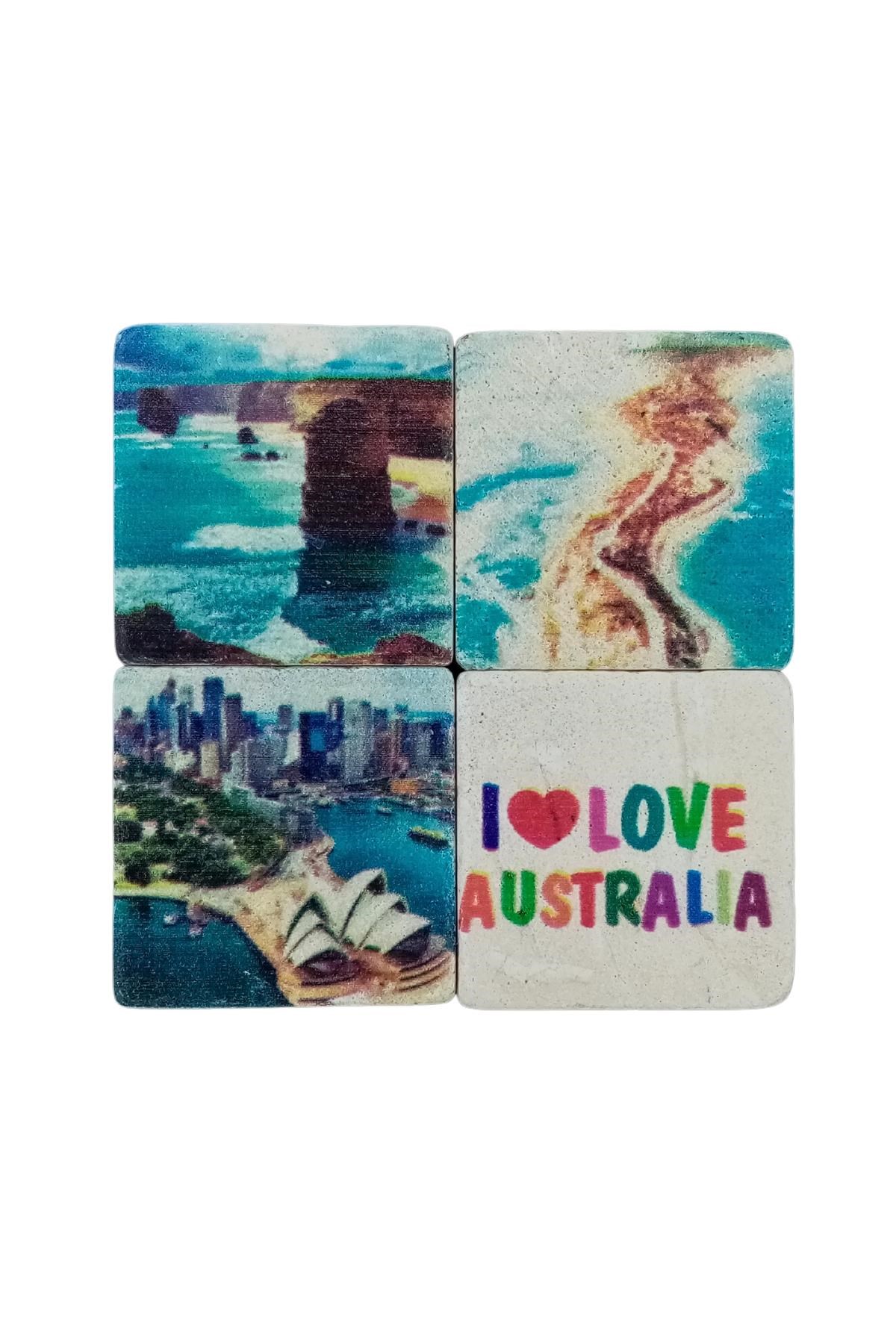 AvustralyaDünyadan HediyelerDNY-HD101374Keskin Hediyelik Eşya Ve TekstilAvustralya Temalı Dörtlü Taş Magnet