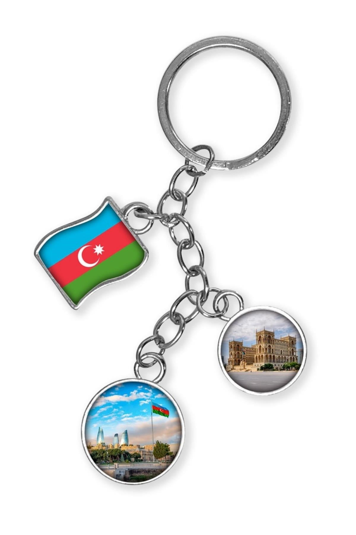 AzerbaycanDünyadan HediyelerDNY-HDYKREPOK16Keskin Hediyelik Eşya Ve TekstilAzerbaycan Üçlü Epoksi Metal Çift Taraflı Damla Anahtarlık Azerbaijan