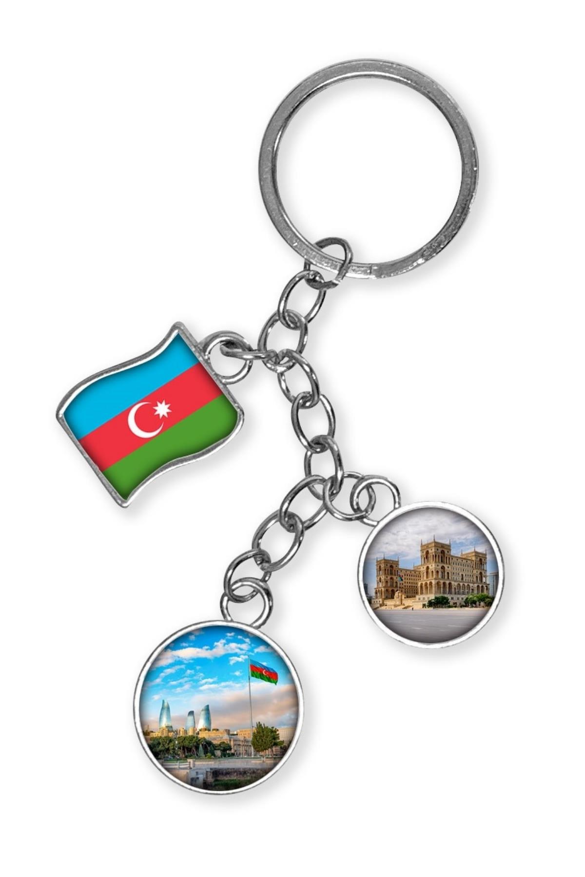 AzerbaycanDünyadan HediyelerDNY-HDYKREPOK16Keskin Hediyelik Eşya Ve TekstilAzerbaycan Üçlü Epoksi Metal Çift Taraflı Damla Anahtarlık Azerbaijan