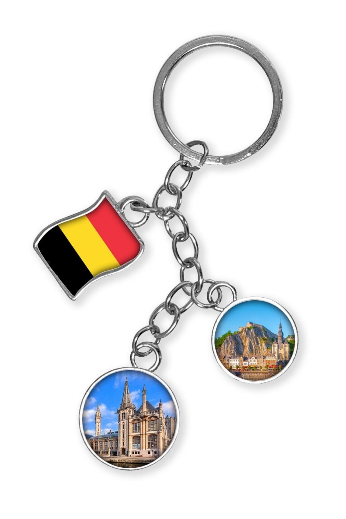 BelçikaDünyadan HediyelerDNY-HDYKREPOK03Keskin Hediyelik Eşya Ve TekstilBelçika Üçlü Epoksi Metal Çift Taraflı Damla Anahtarlık Belgium