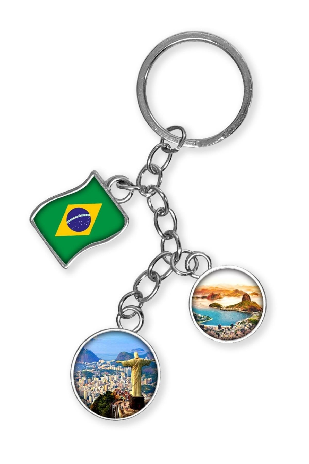 BrezilyaDünyadan HediyelerDNY-HDYKREPOK31Keskin Hediyelik Eşya Ve TekstilBrezilya Üçlü Epoksi Metal Çift Taraflı Damla Anahtarlık Brazil