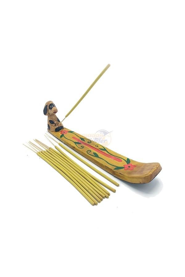 ÇinDünyadan HediyelerAHŞPMMLK-3632Keskin Hediyelik Eşya Ve TekstilKöpek Temalı Ahşap Tütsülük ve 10 adet Tütsü  28 cm