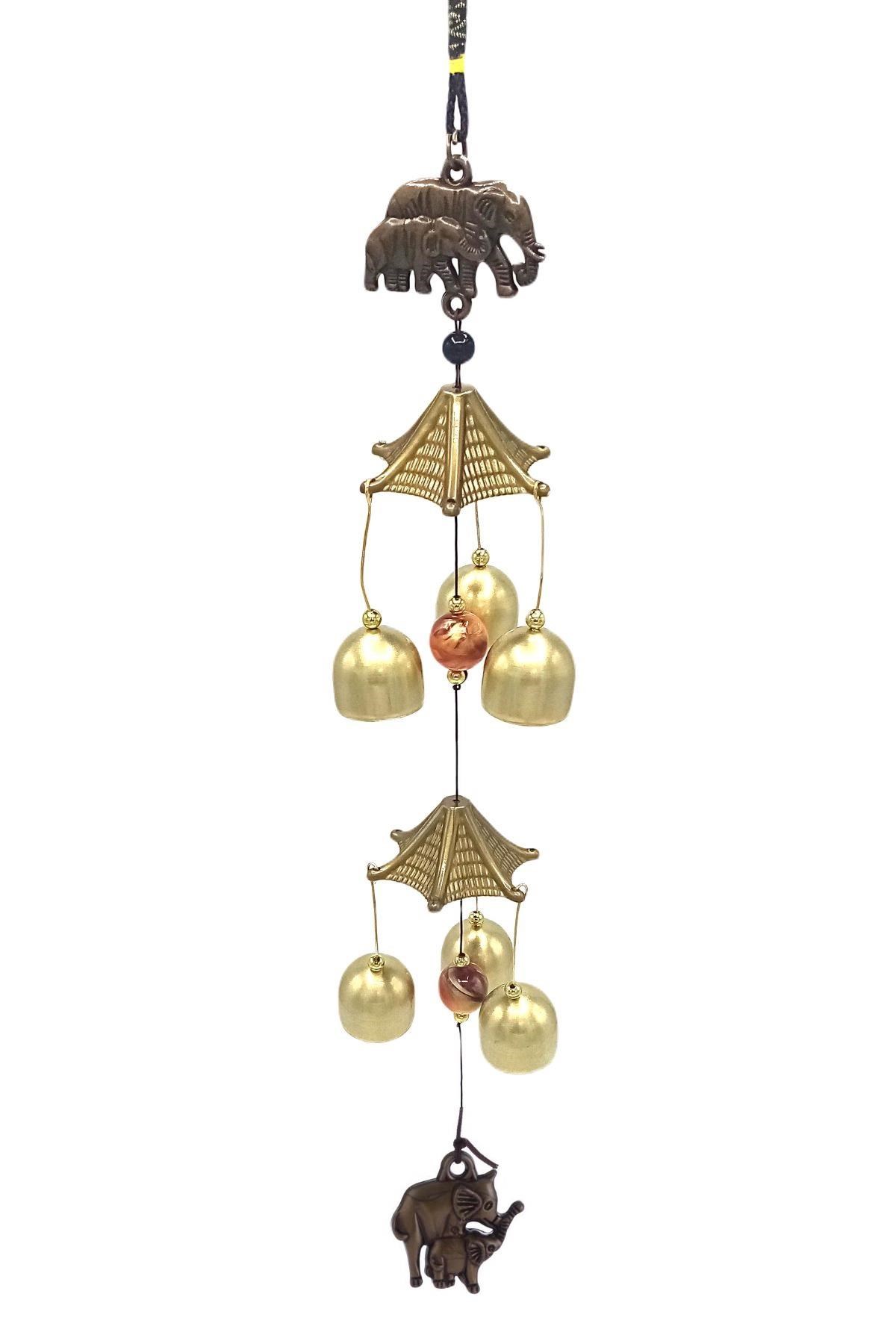 ÇinDünyadan HediyelerDNY-HD100372MS35BKeskin Hediyelik Eşya Ve TekstilFeng Shui Metal Rüzgar Çanı İki Katlı Bereket Filleri 6 Çan