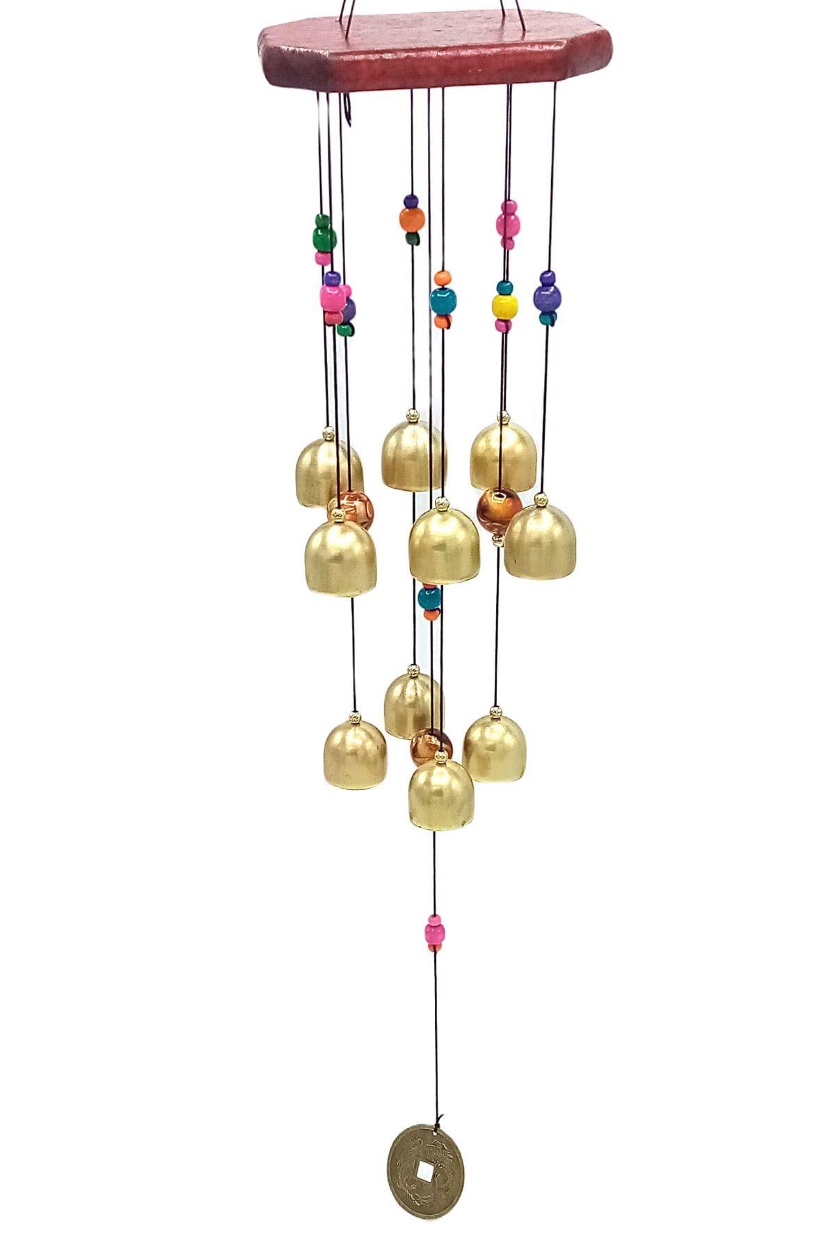 ÇinDünyadan HediyelerDNY-HD100377MT579Keskin Hediyelik Eşya Ve TekstilFeng Shui Metal Rüzgar Çanı Şans Parası İki Katlı Onlu Çan