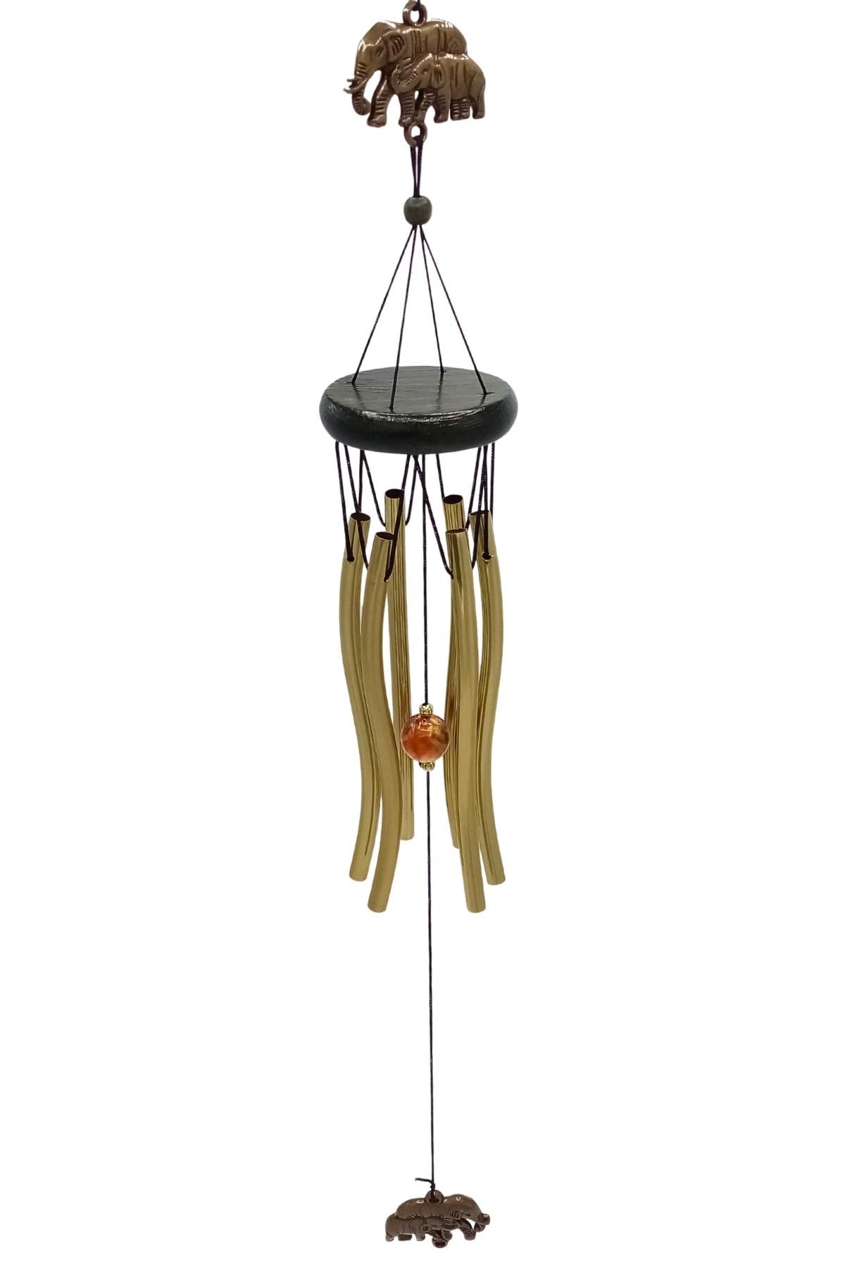 ÇinDünyadan HediyelerDNY-HD101490Keskin Hediyelik Eşya Ve TekstilFeng Shui Metal Rüzgar Çanı Yavrulu Fil S09