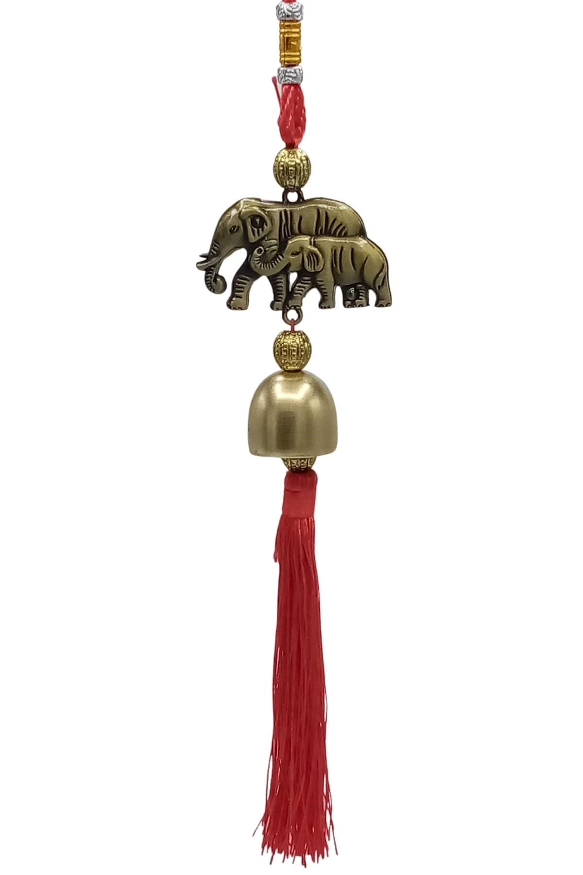 ÇinDünyadan HediyelerDNY-HDALK2262Keskin Hediyelik Eşya Ve TekstilÇin Feng Shui Şans ve Bereket Filleri Metal Çan 30 cm