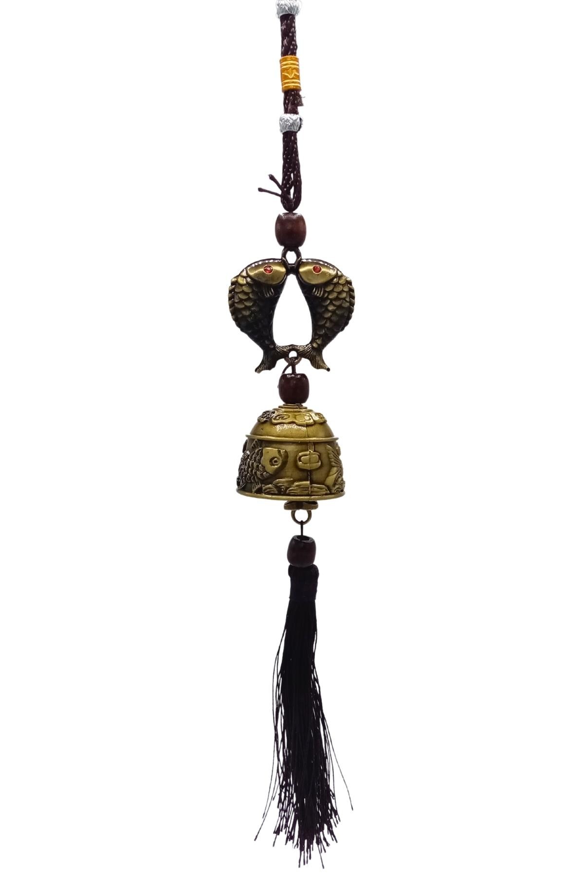 ÇinDünyadan HediyelerDNY-HDALK2267Keskin Hediyelik Eşya Ve TekstilÇin Feng Shui Şans ve Bereket Metal Koi Balık Çan 35 cm