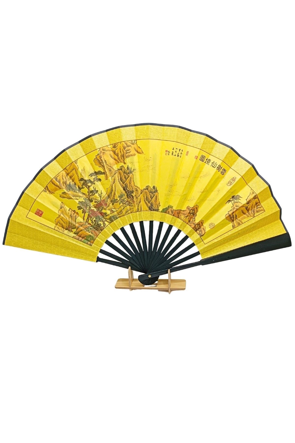 ÇinDünyadan HediyelerDNY-HDYCNSYLPZ60N5SKeskin Hediyelik Eşya Ve TekstilÇin Bambu Keten Kumaş Yelpaze 05BSE Siyah Büyük Boy 60cm No.5S