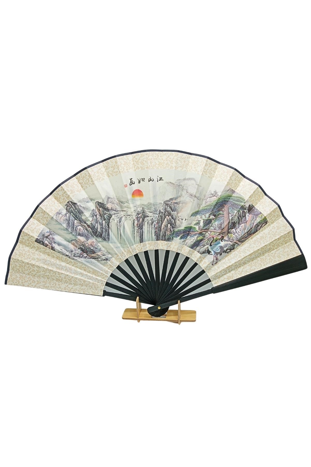 ÇinDünyadan HediyelerDNY-HDYCNSYLPZ60N3SKeskin Hediyelik Eşya Ve TekstilÇin Bambu Keten Kumaş Yelpaze 03BSC Siyah Büyük Boy 60cm No.3S