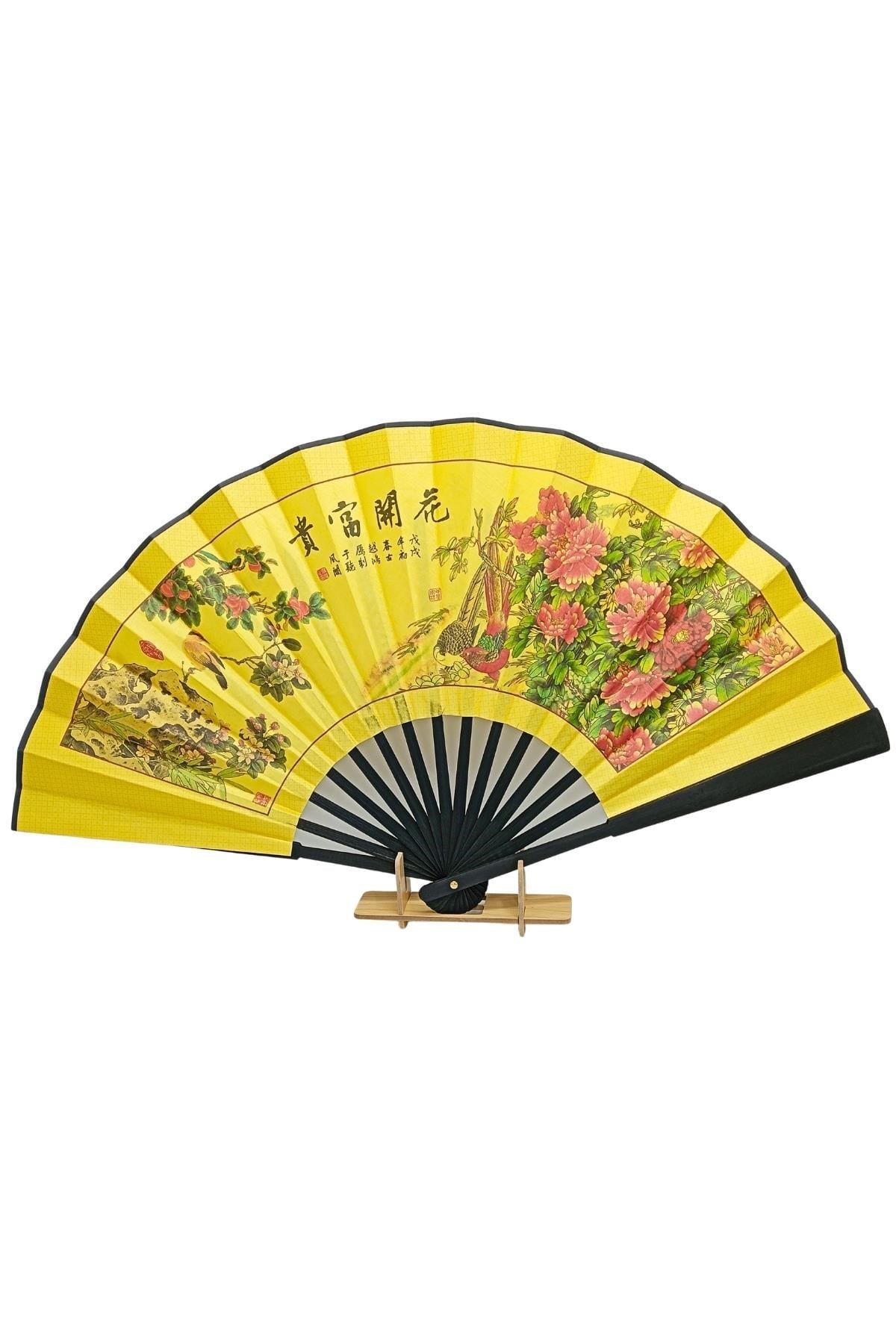 ÇinDünyadan HediyelerDNY-HDYCNSYLPZ60N6SKeskin Hediyelik Eşya Ve TekstilÇin Bambu Keten Kumaş Yelpaze 06BSF Siyah Büyük Boy 60cm No.6S