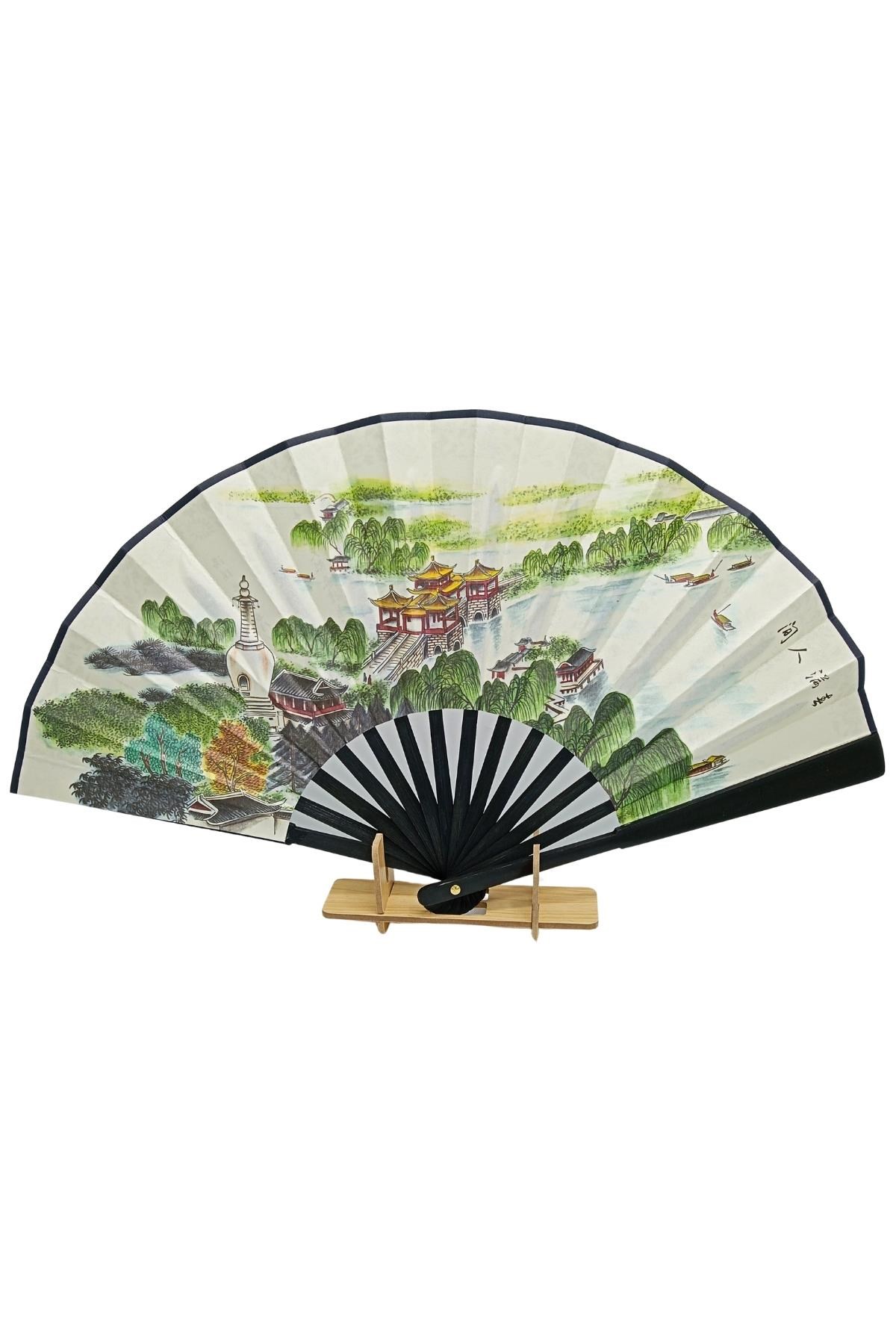 ÇinDünyadan HediyelerDNY-HDYCNSYLPZ8SKeskin Hediyelik Eşya Ve TekstilÇin Bambu Keten Kumaş Yelpaze Siyah H8S Çanta Boy No.8S