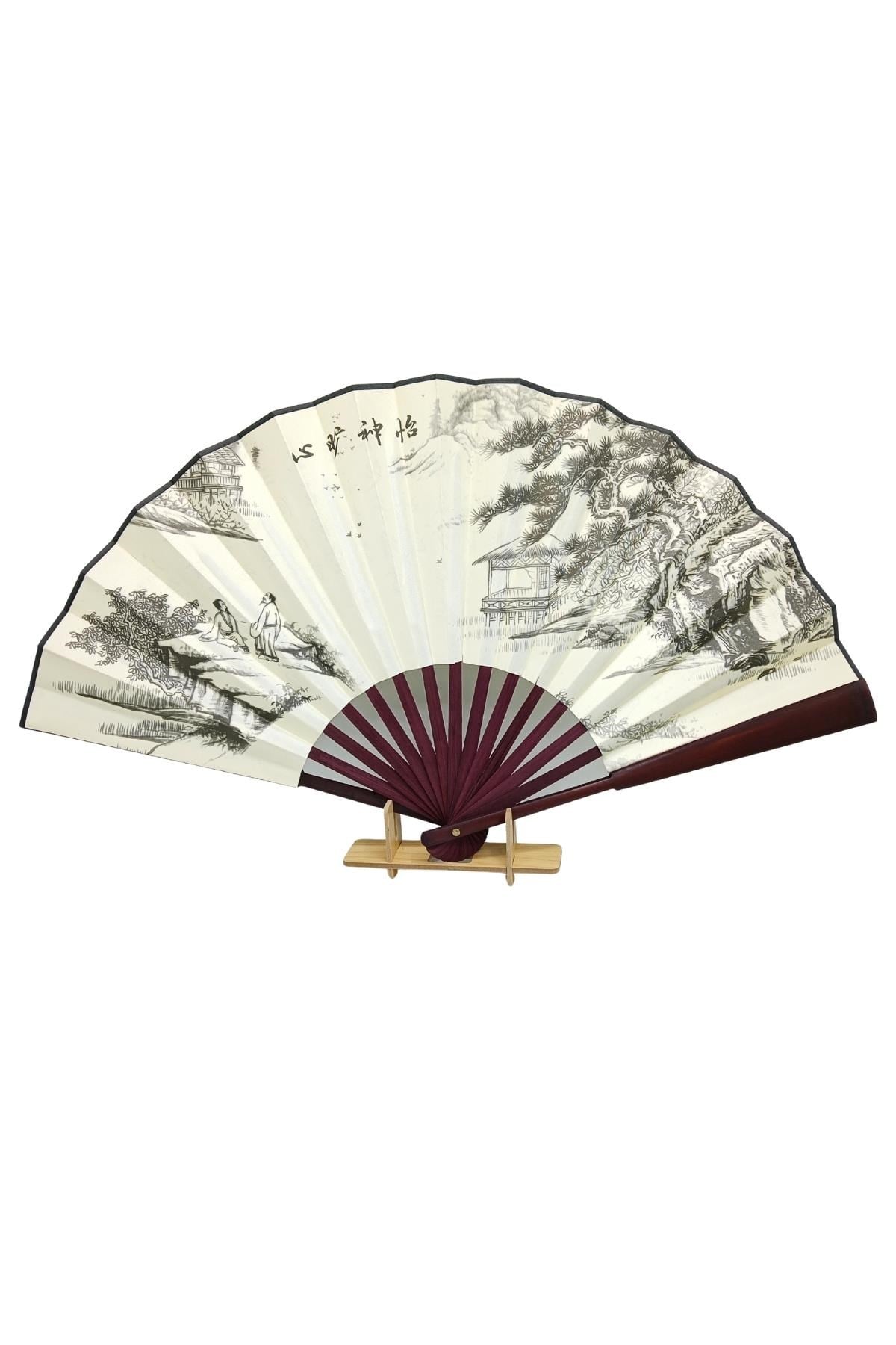 ÇinDünyadan HediyelerDNY-HDYCNYLPZ60N4Keskin Hediyelik Eşya Ve TekstilÇin Bambu Keten Kumaş Yelpaze DK04 Büyük Boy 60cm No.4