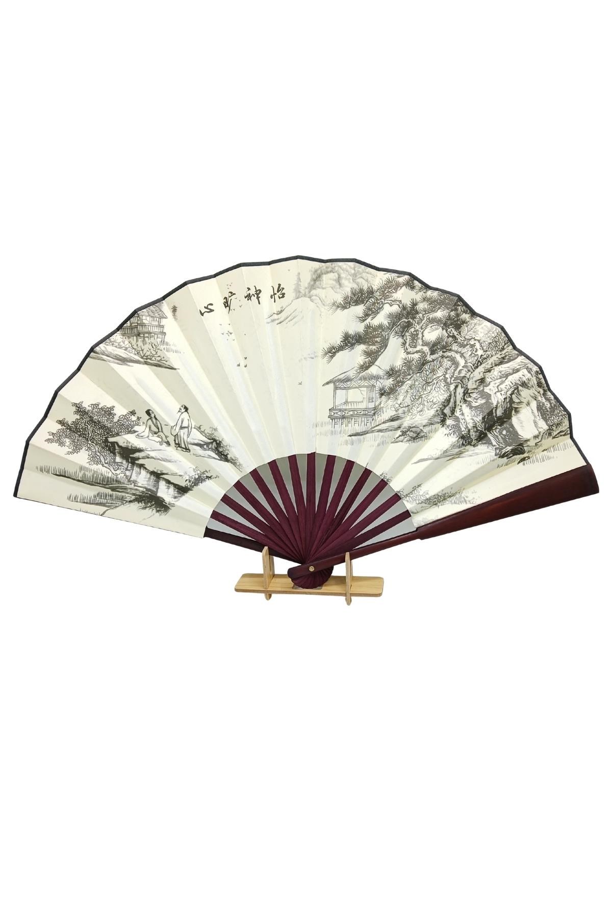 ÇinDünyadan HediyelerDNY-HDYCNYLPZ60N4Keskin Hediyelik Eşya Ve TekstilÇin Bambu Keten Kumaş Yelpaze DK04 Büyük Boy 60cm No.4