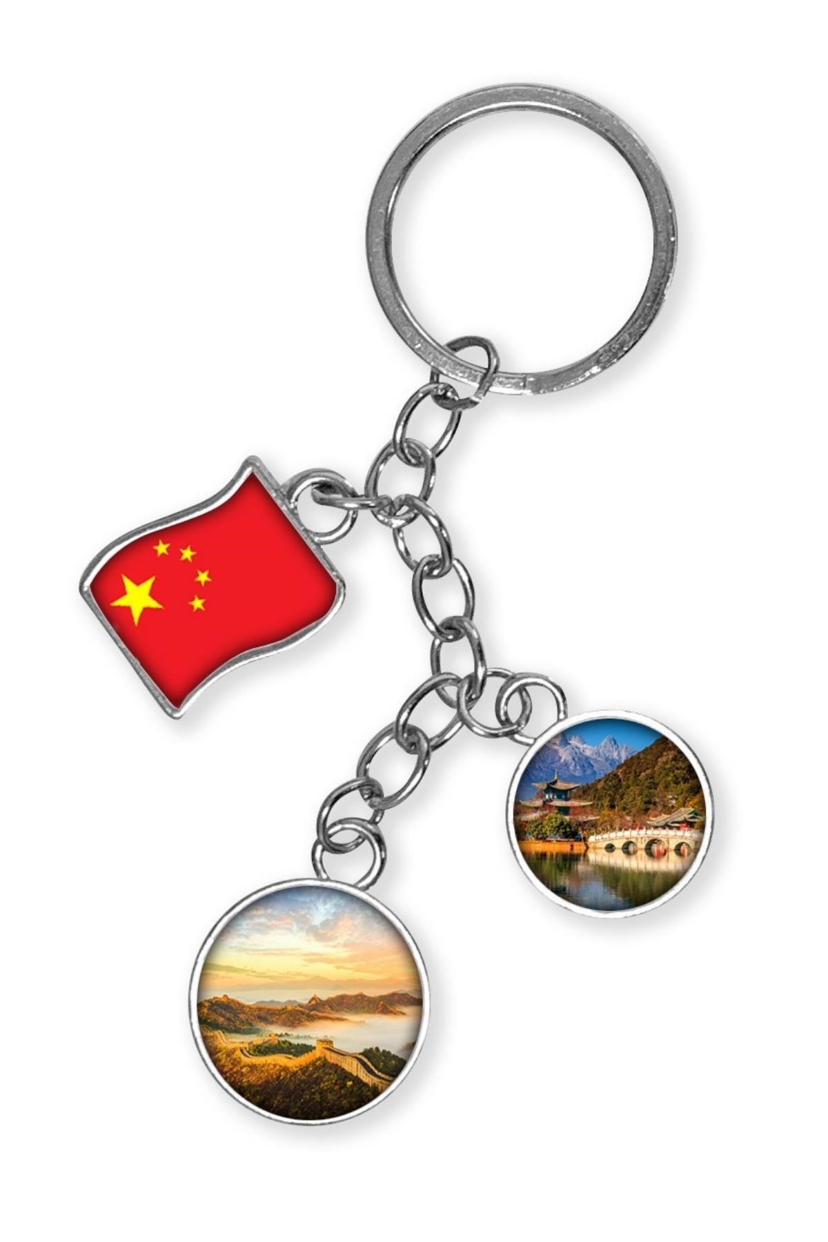 ÇinDünyadan HediyelerDNY-HDYKREPOK22Keskin Hediyelik Eşya Ve TekstilÇin Üçlü Epoksi Metal Çift Taraflı Damla Anahtarlık China
