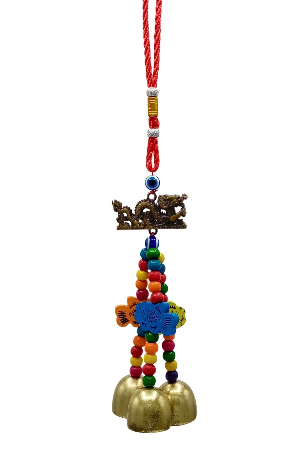 ÇinDünyadan HediyelerDNY-HDYKSKALK2959Keskin Hediyelik Eşya Ve TekstilFeng Shui Dragon ve Üçlü Metal Çan 26 cm