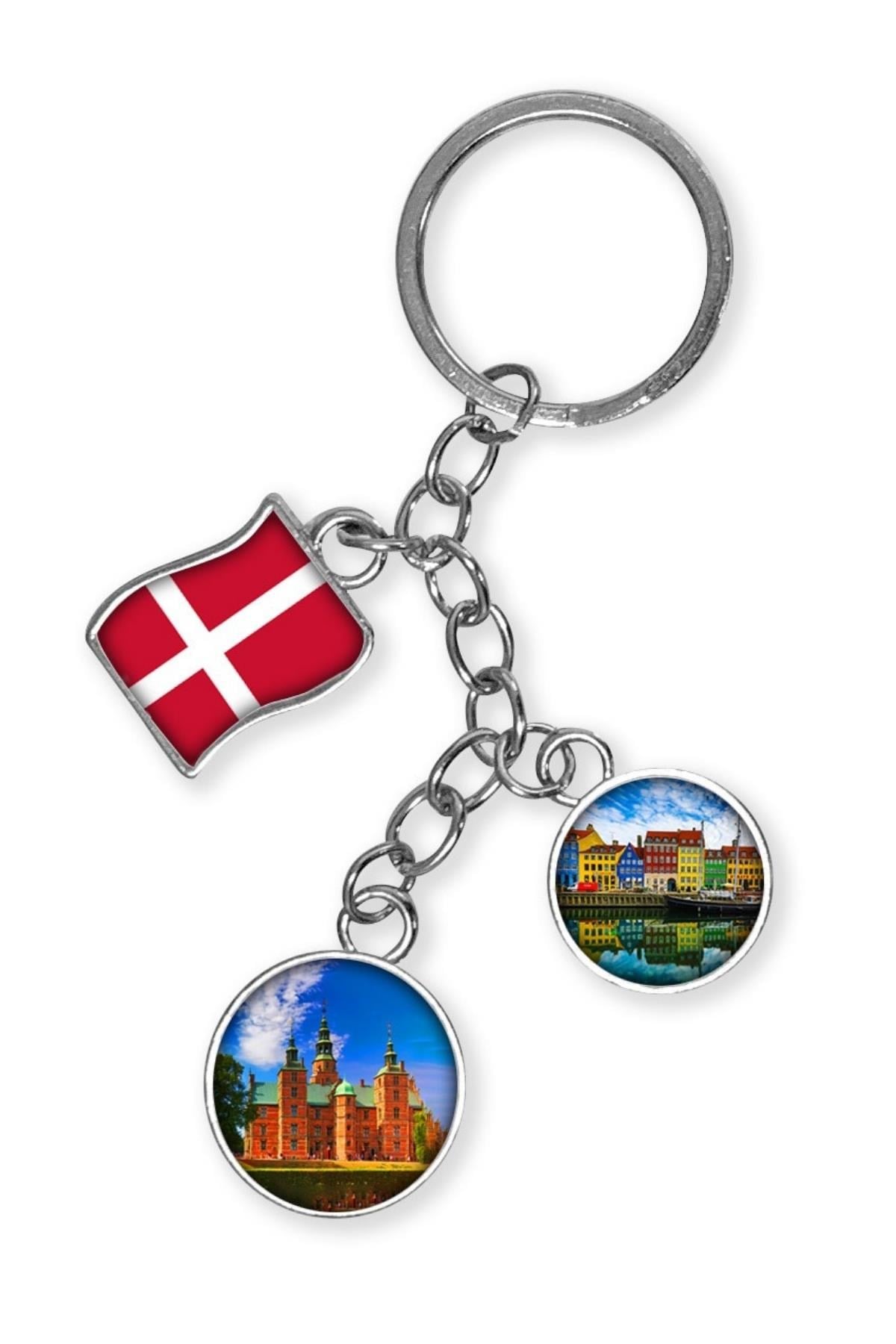 DanimarkaDünyadan HediyelerDNY-HDYKREPOK05Keskin Hediyelik Eşya Ve TekstilDanimarka Üçlü Epoksi Metal Çift Taraflı Damla Anahtarlık Denmark