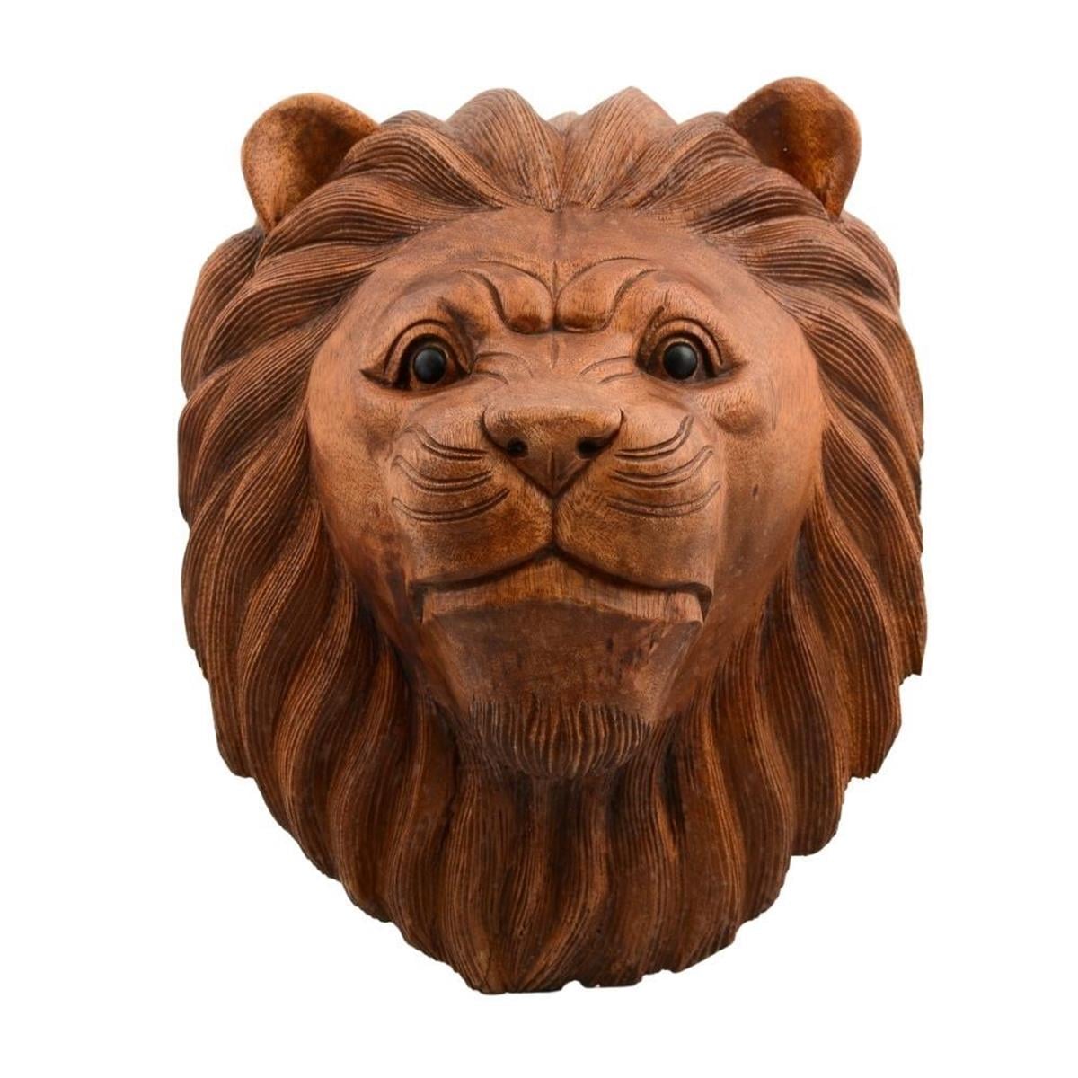EndonezyaDünyadan HediyelerBB-63215-AYIKeskin Hediyelik Eşya Ve TekstilMaun Ağacı Aslan Kafası El Yapımı Duvar Dekoru Biblo 40cm