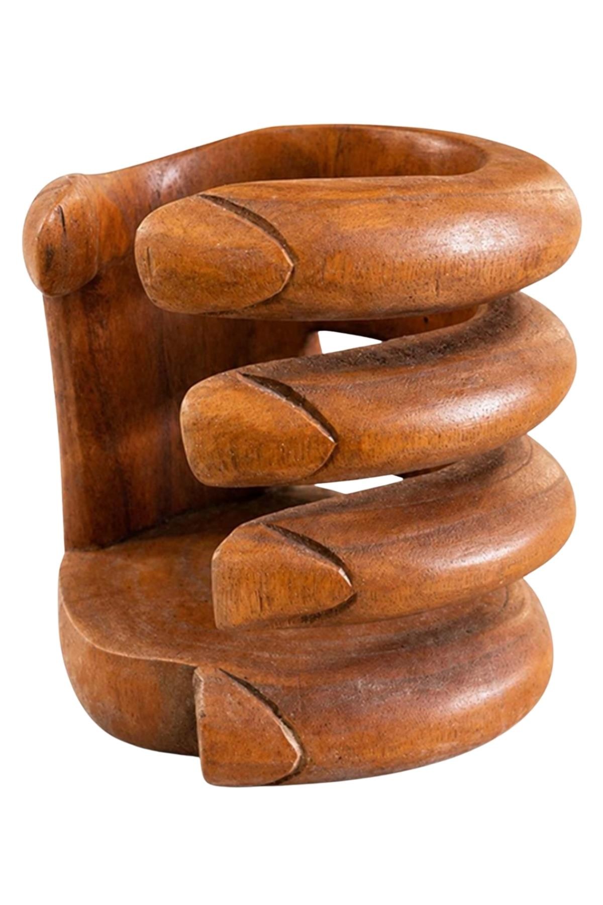 EndonezyaDünyadan HediyelerDNY-HDYKSKNO1116Keskin Hediyelik Eşya Ve TekstilMaun Ağacı Ahşap El Oyması El Şişelik 18x16 cm