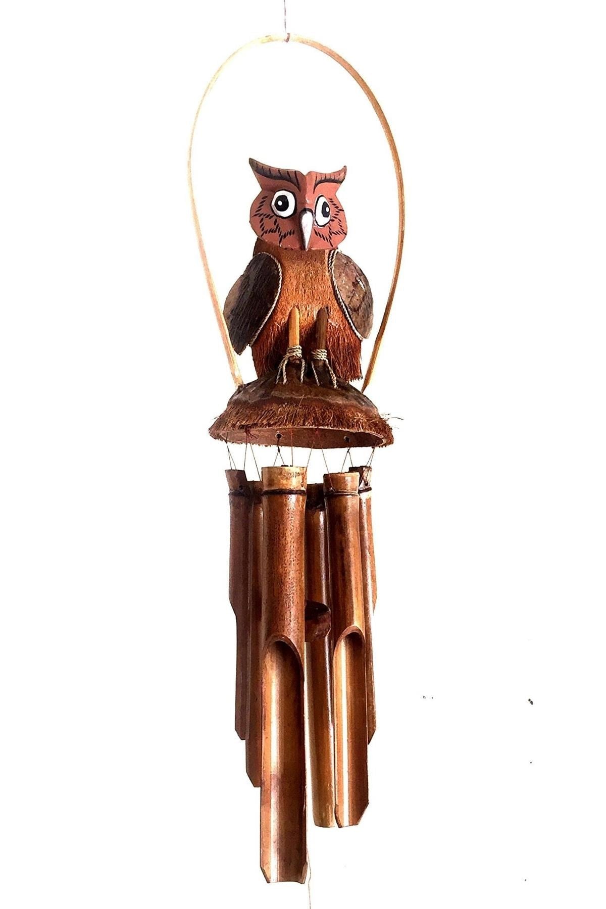 EndonezyaDünyadan HediyelerEND-1181-45125Keskin Hediyelik Eşya Ve TekstilBaykuş Figürlü Bambu Rüzgar Çanı 90 cm