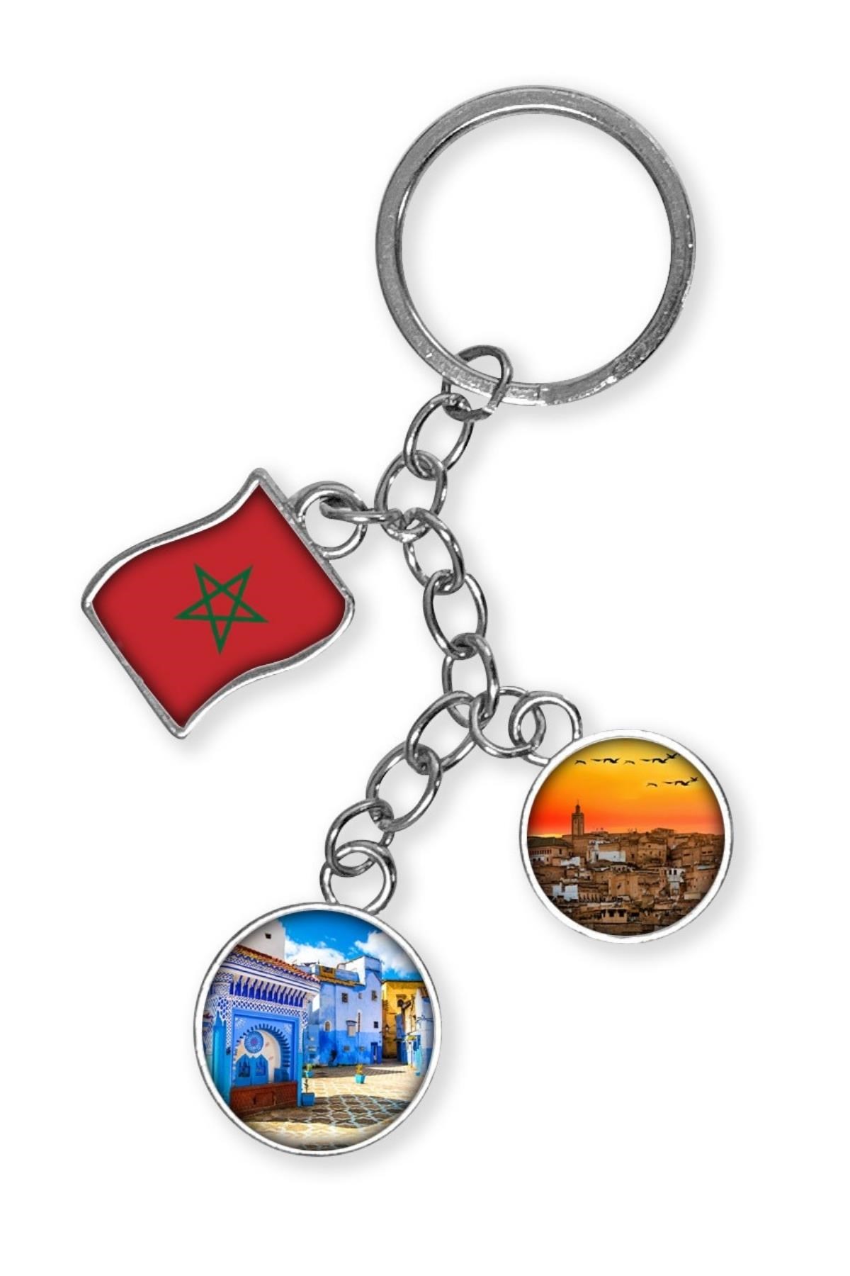 FasDünyadan HediyelerDNY-HDYKREPOK47Keskin Hediyelik Eşya Ve TekstilFas Üçlü Epoksi Metal Çift Taraflı Damla Anahtarlık Morocco