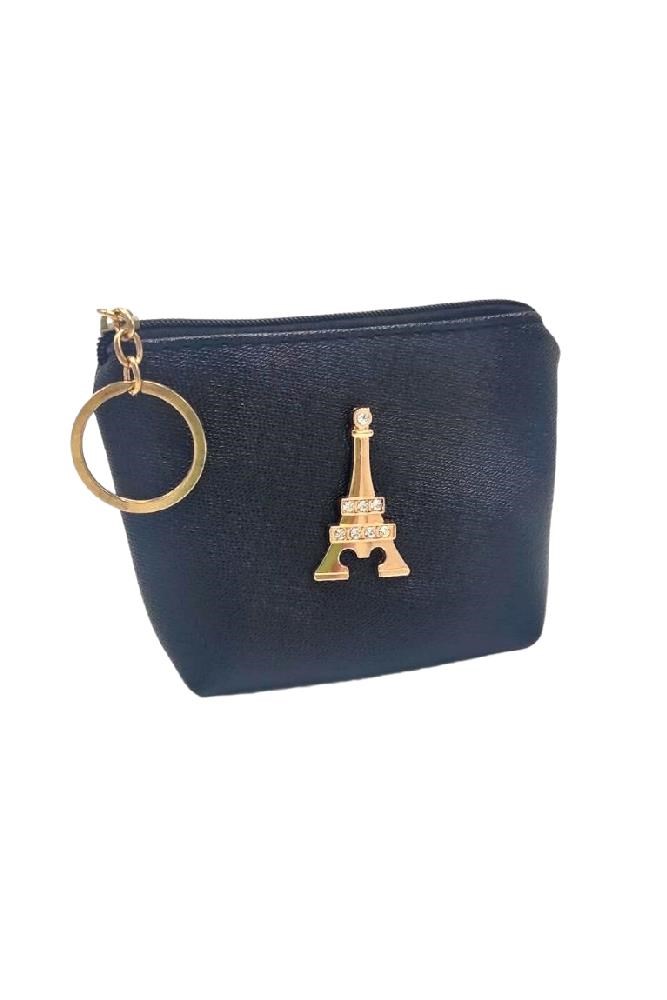 FransaDünyadan HediyelerDNY-HD100193Keskin Hediyelik Eşya Ve TekstilAnahtarlıklı Para Cüzdanı Kristal Taşlı Eyfel Kulesi Temalı Siyah