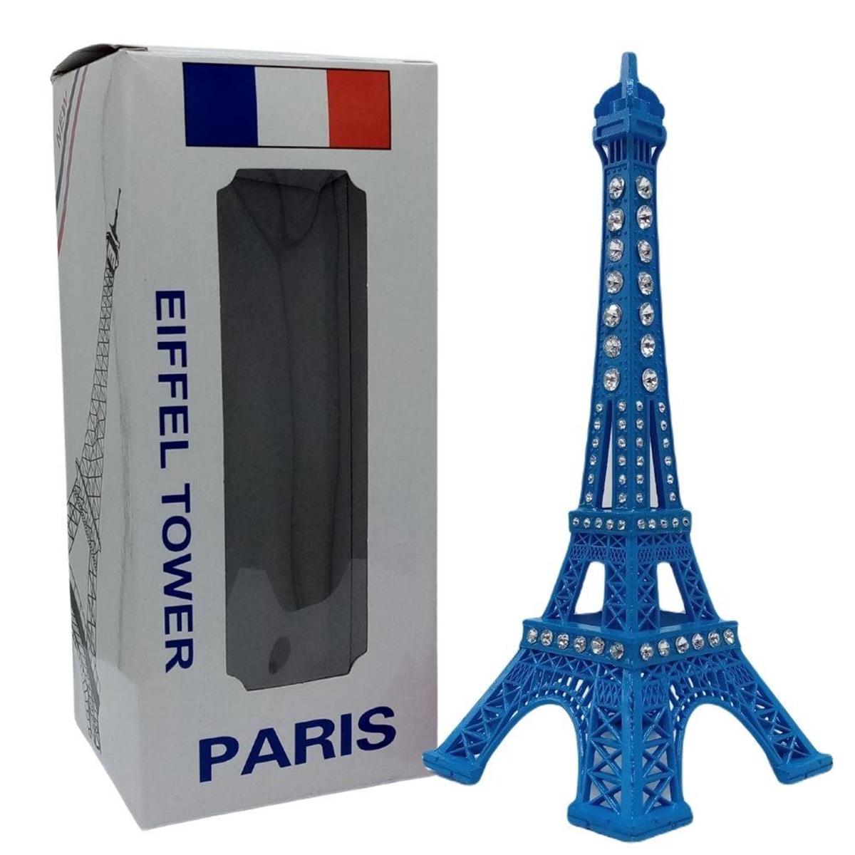 FransaDünyadan HediyelerDNY-HD100507Keskin Hediyelik Eşya Ve TekstilMetal Paris Eyfel Kulesi Açık Mavi Kristal Taşlı 18cm