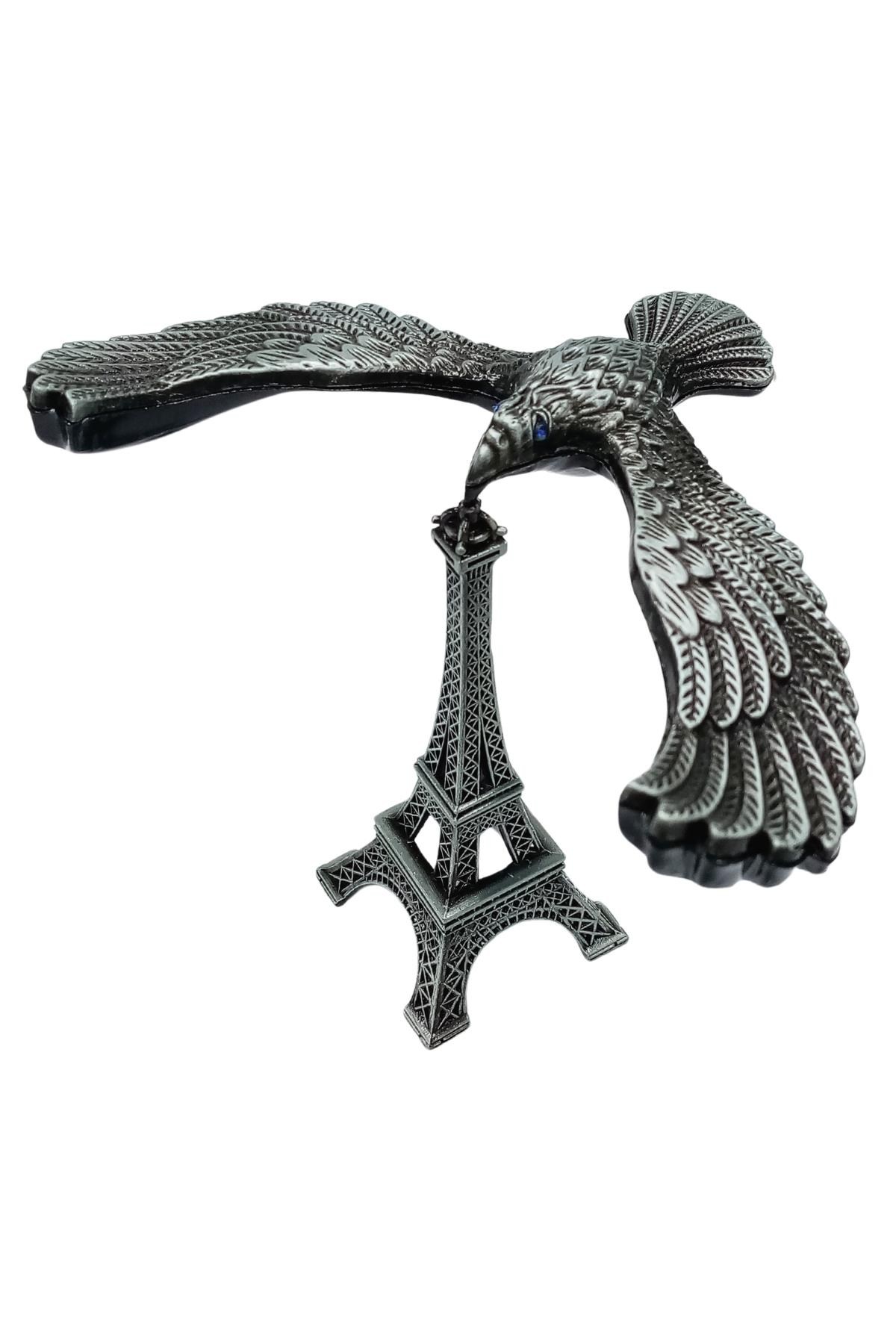 FransaDünyadan HediyelerDNY-HDMTL625Keskin Hediyelik Eşya Ve TekstilVintage Metal Dengeli Kartal ve Eyfel Kulesi Gümüş 12x10 cm