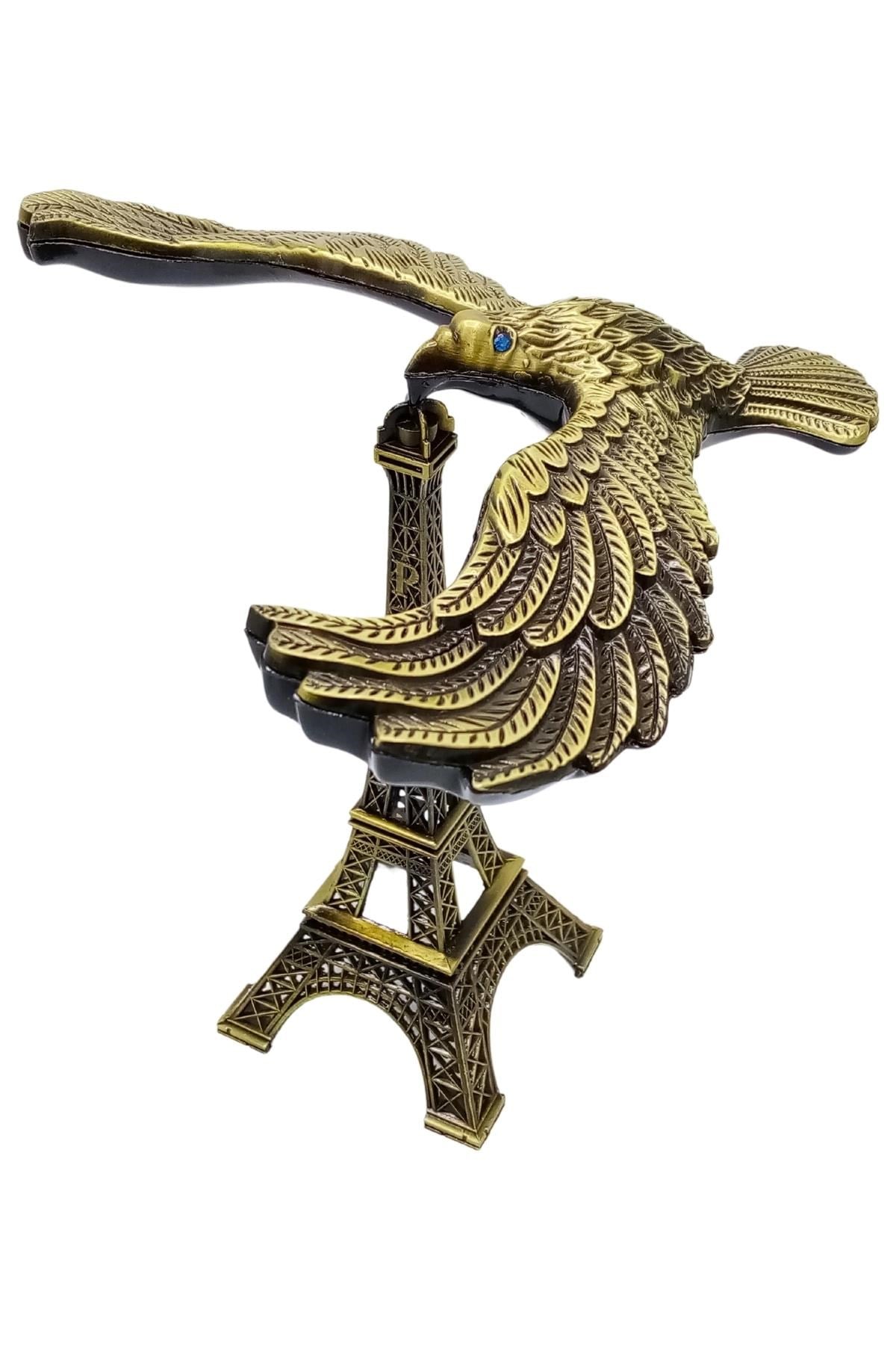FransaDünyadan HediyelerDNY-HDYC1484Keskin Hediyelik Eşya Ve TekstilVintage Metal Dengeli Kartal ve Eyfel Kulesi Bronz 12x10 cm
