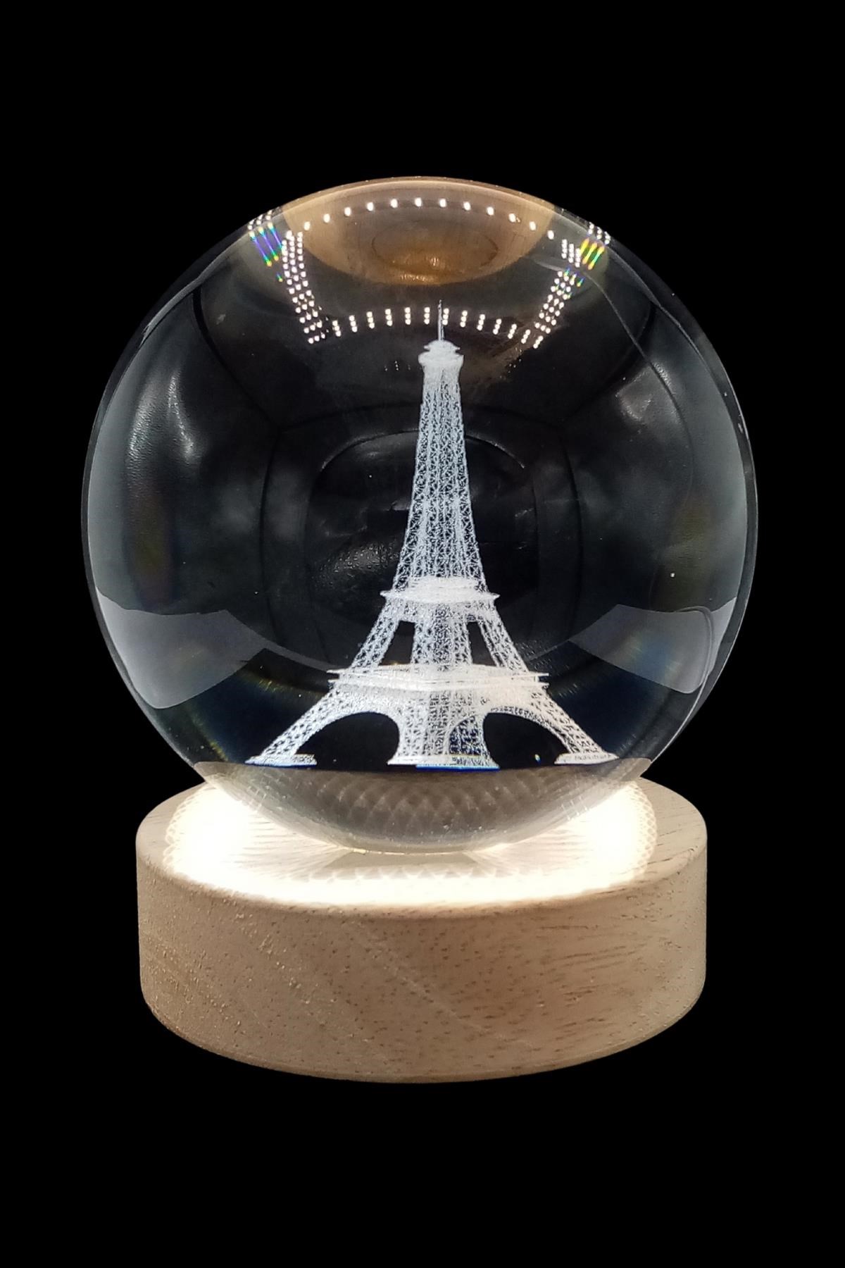 FransaDünyadan HediyelerDNY-HDYEYFL16Keskin Hediyelik Eşya Ve TekstilEyfel Kristal Cam Küre 8cm Led Işıklı Usb Kablolu Ahşap Stantlı Gece Lambası