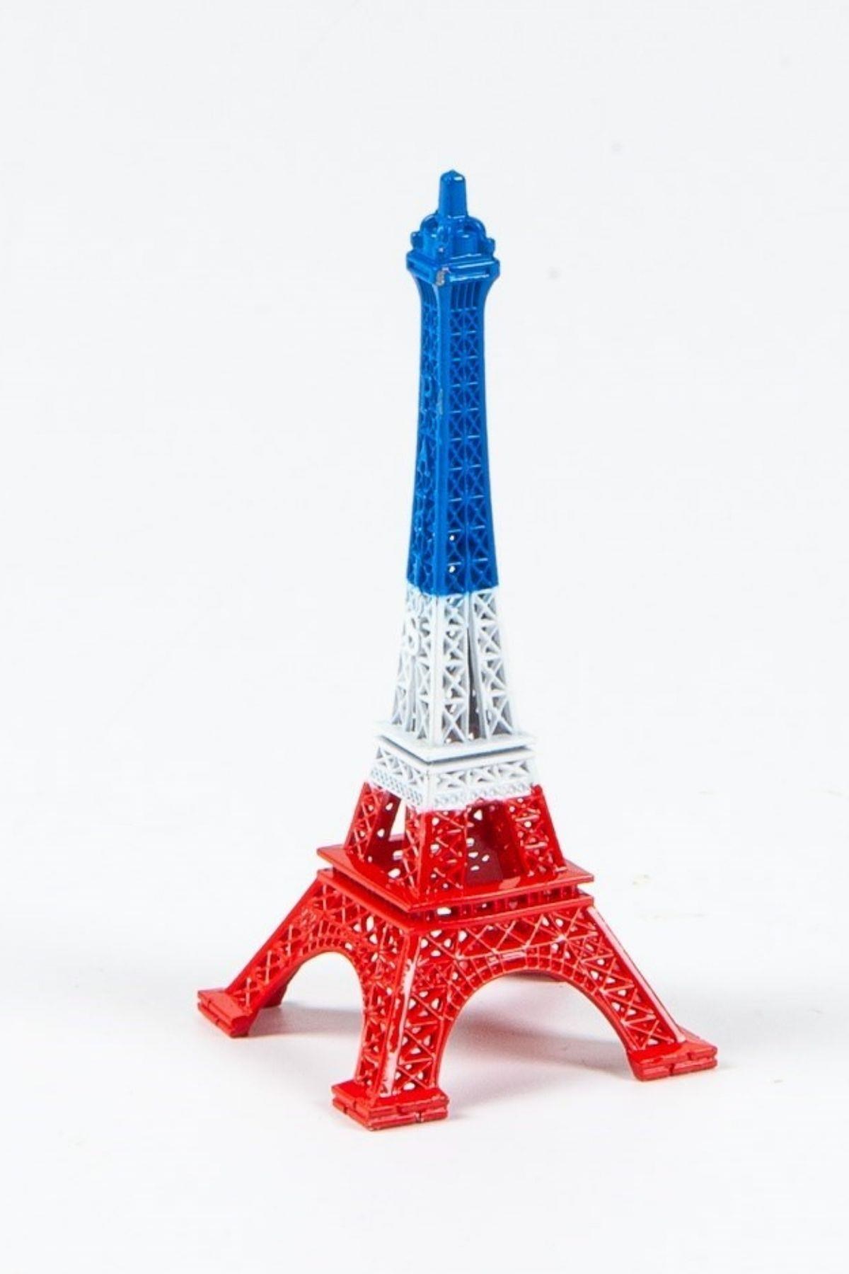 Metal Paris Eyfel Kulesi 3 Renk Fransa Bayrağı Renklerinde