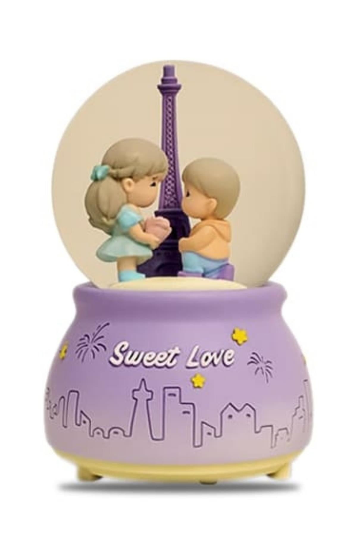 FransaDünyadan HediyelerHDY-JM2302Y01Keskin Hediyelik Eşya Ve TekstilSweet Love Paris Eyfel Kar Küresi Mor Müzikli ve Işıklı 13cm