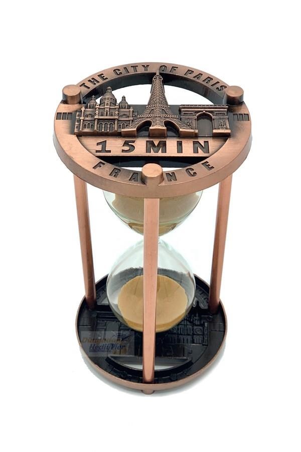 FransaDünyadan HediyelerISTC-EYF-009Keskin Hediyelik Eşya Ve TekstilMetal Kum Saati Eyfel Kulesi Paris 15 Dakika No:1