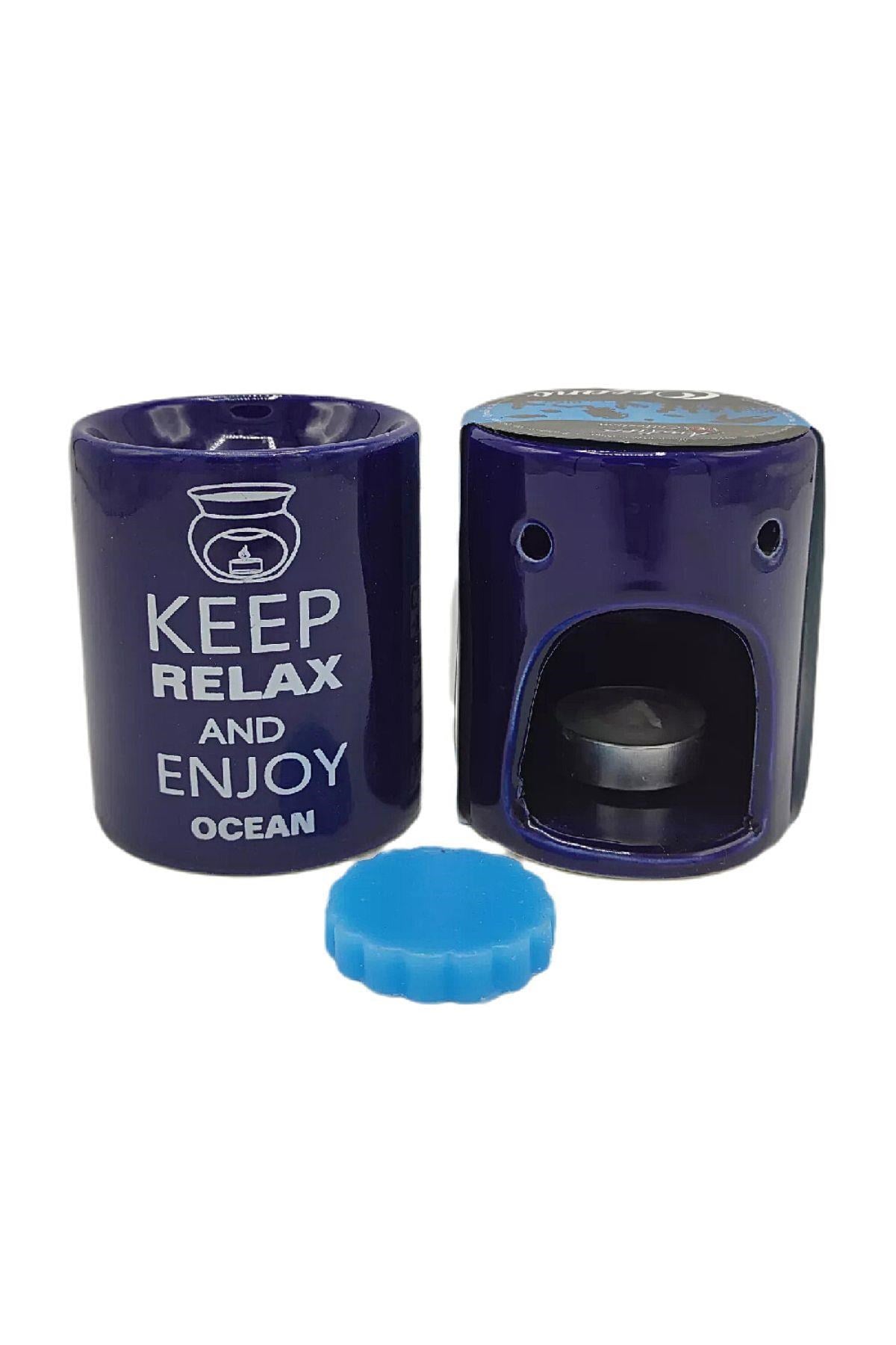 HindistanDünyadan HediyelerDNY-HD100175Keskin Hediyelik Eşya Ve TekstilKeep Relax And Enjoy Ocean Seramik Buhurdanlık ve Wax Mum
