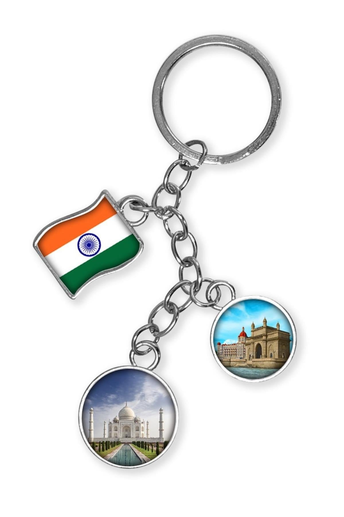 HindistanDünyadan HediyelerDNY-HDYKREPOK48Keskin Hediyelik Eşya Ve TekstilHindistan Üçlü Epoksi Metal Çift Taraflı Damla Anahtarlık India