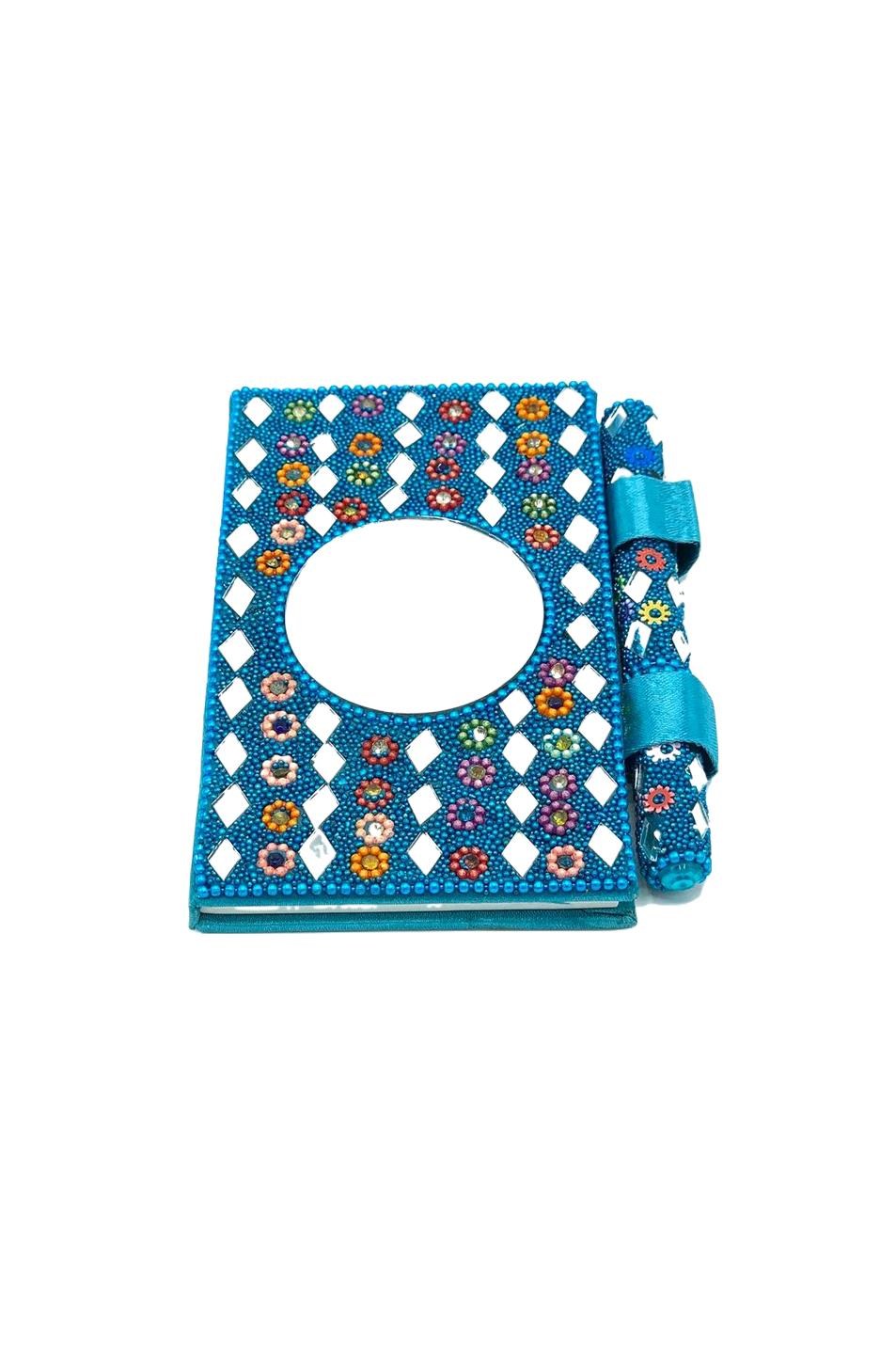 HindistanDünyadan HediyelerKSKAY-004Keskin Hediyelik Eşya Ve TekstilHint Boncuklu Aynalı Defter ve Kalem Turkuaz