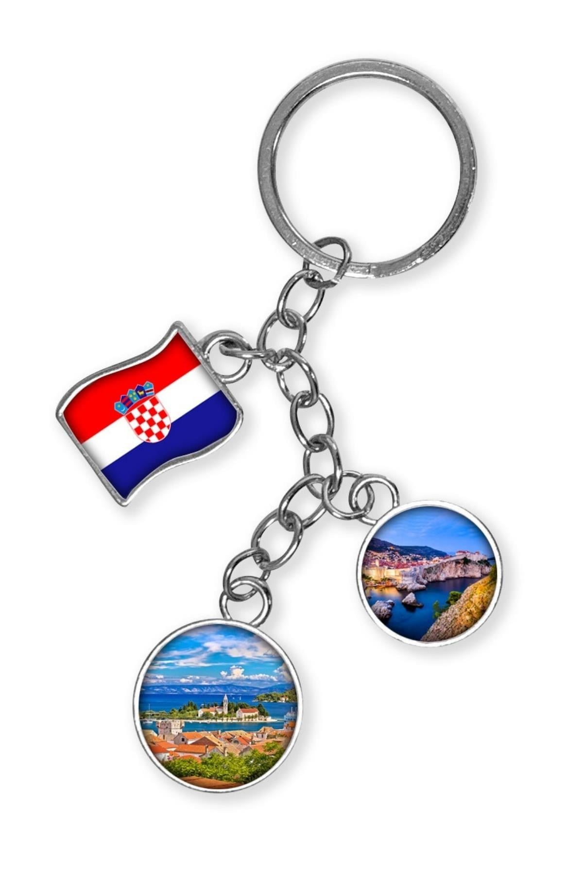 HırvatistanDünyadan HediyelerDNY-HDYKREPOK29Keskin Hediyelik Eşya Ve TekstilHırvatistan Üçlü Epoksi Metal Çift Taraflı Damla Anahtarlık Croatia
