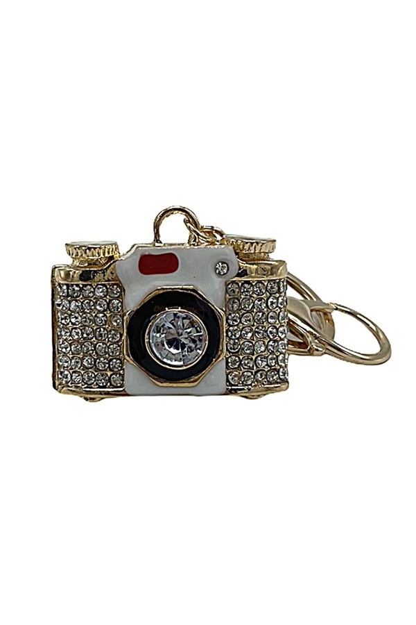 HollandaDünyadan HediyelerŞRK-ANHTR7739Keskin Hediyelik Eşya Ve TekstilBeyaz Kristal Taşlı Analog Fotoğraf Makinesi Anahtarlık