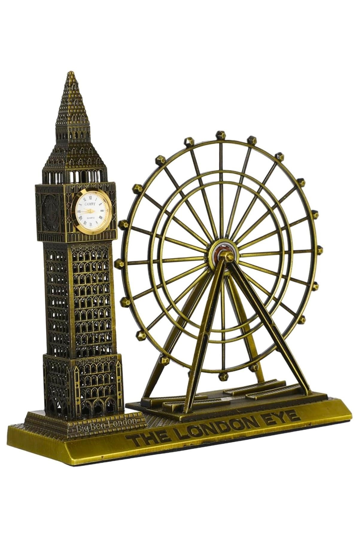 İngiltereDünyadan HediyelerDNY-HD3475Keskin Hediyelik Eşya Ve TekstilVintage Metal İngiltere London Big Ben ve London Eye Biblo 20cm